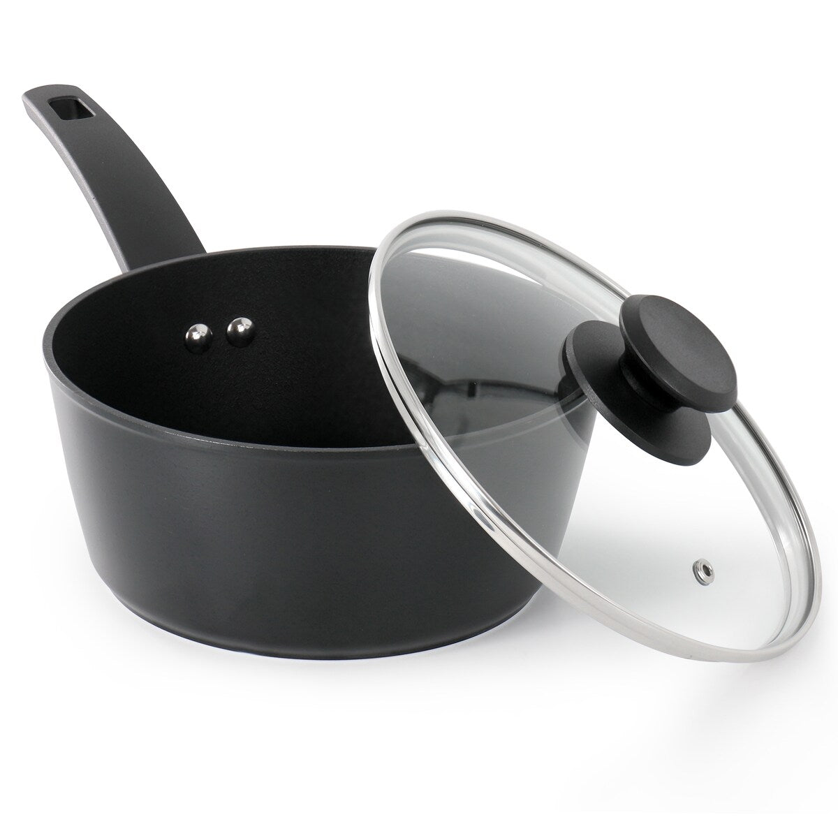 Oster Connelly 2.5 Quart Textured Nonstick Aluminum Saucepan with Lid in Black