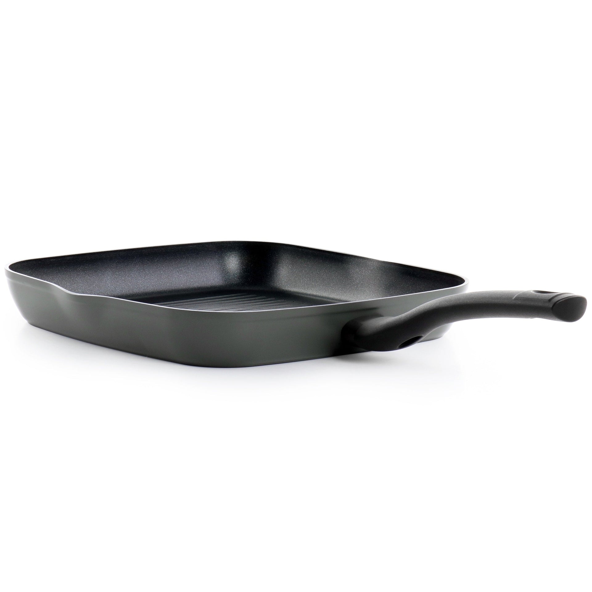 Oster Kingsway 11 Inch Aluminum Nonstick Square Grill Pan in Black