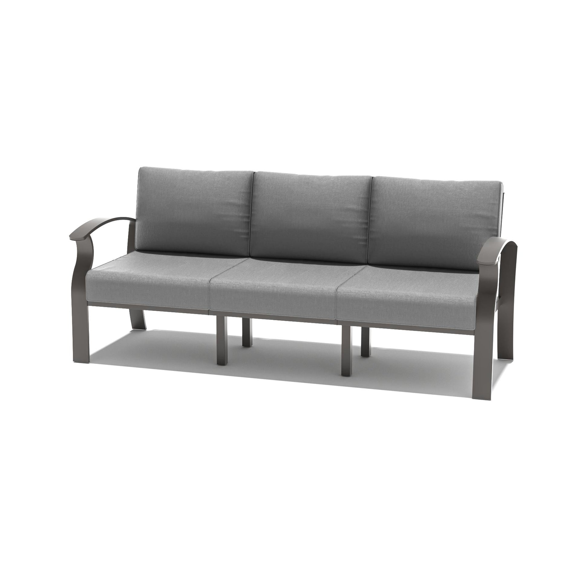 Outdoor Aluminum Couch Settee with Grey Cushions