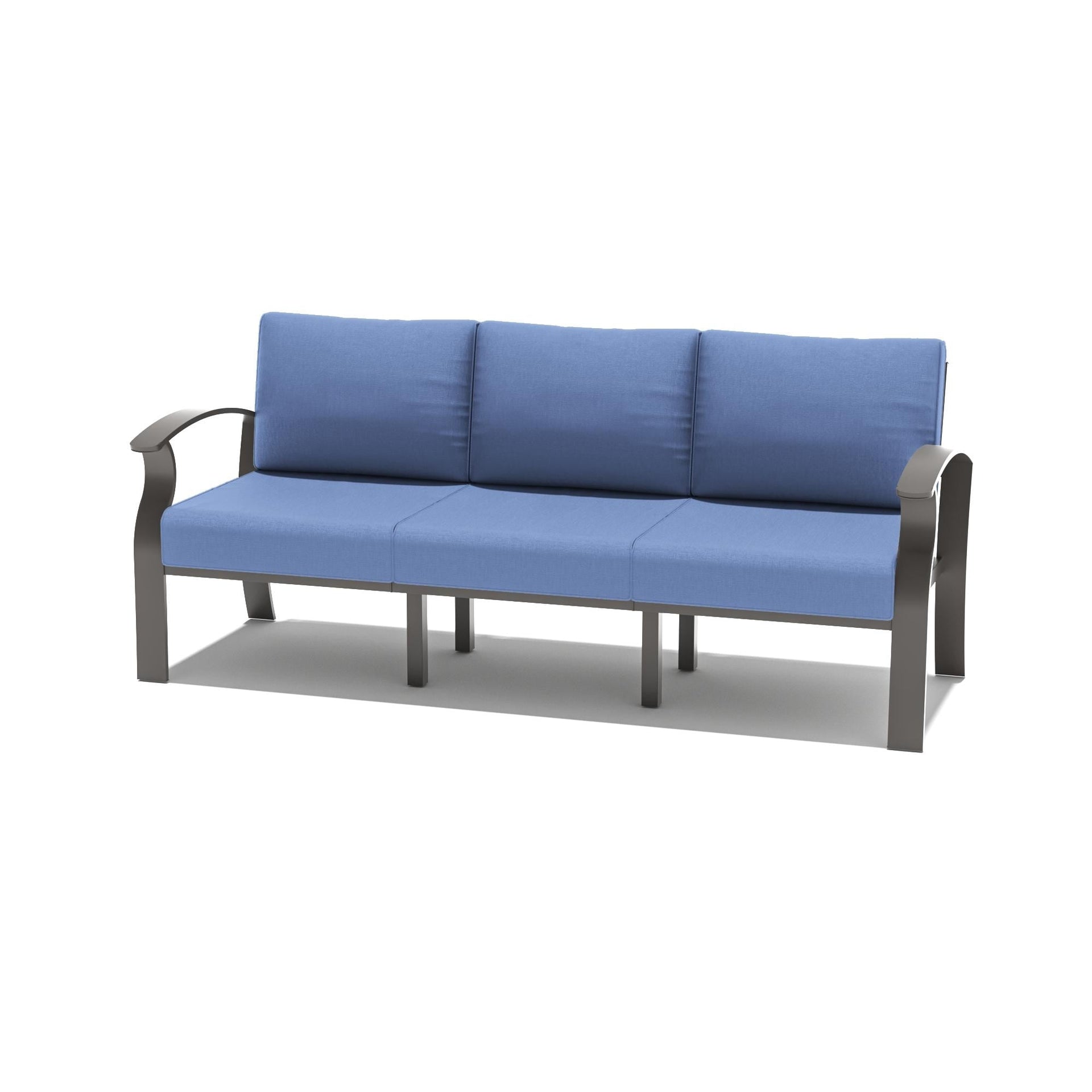 Outdoor Aluminum Couch Settee with Navyblue Cushions