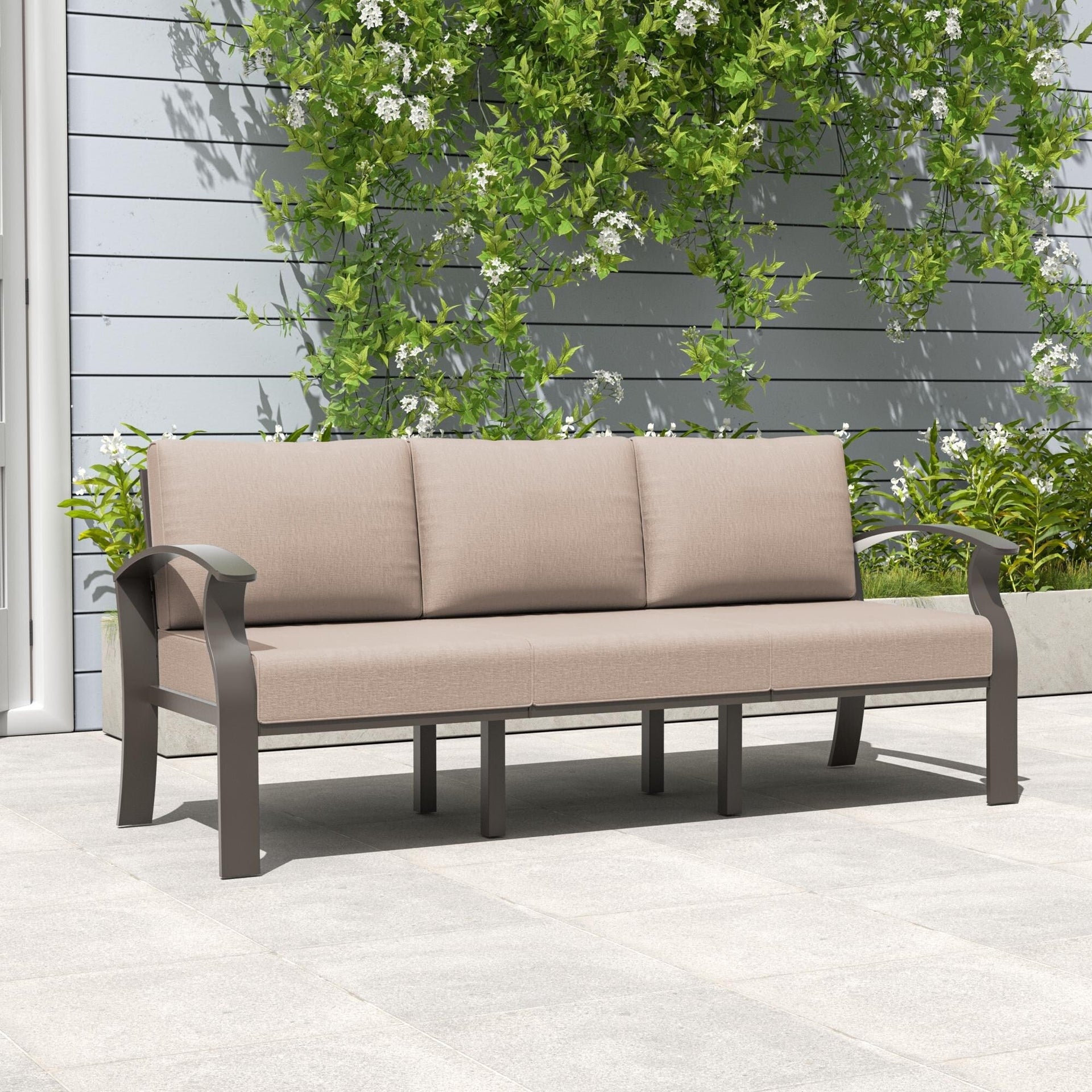 Outdoor Aluminum Couch Settee with Sand Cushions