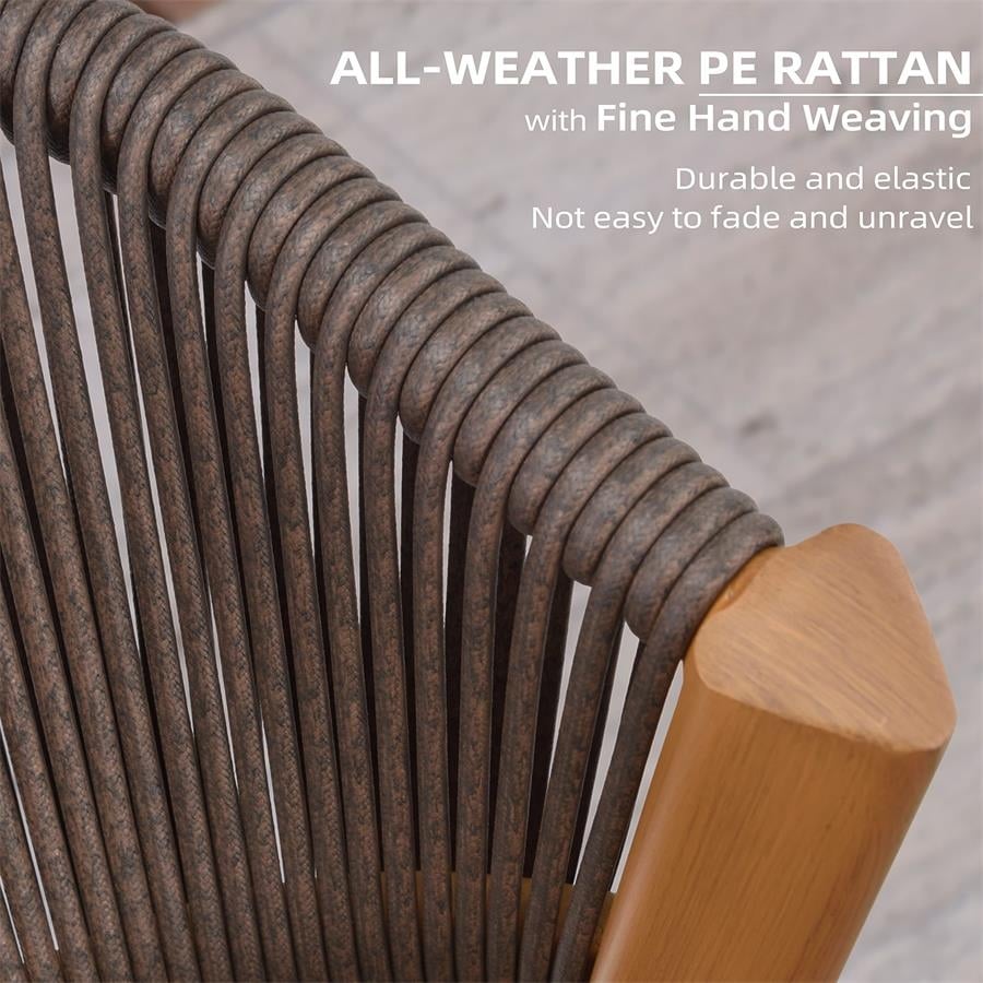 PURPLE LEAF Outdoor Dining Set Teak Aluminum Patio Furniture Set Dining Table And Wicker Chairs