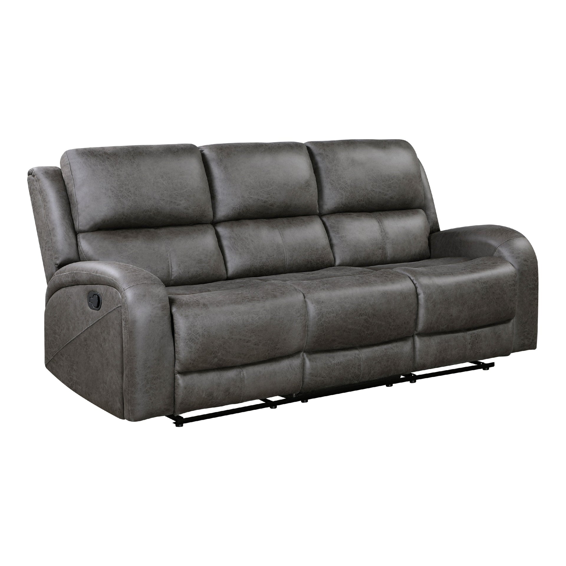 Patsy Manual Double Recliner Sofa, Gray Polished Microfiber 85 Inch