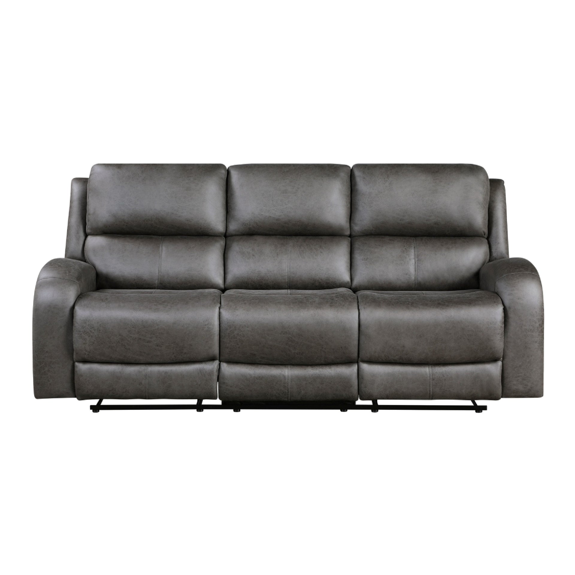 Patsy Manual Double Recliner Sofa, Gray Polished Microfiber 85 Inch