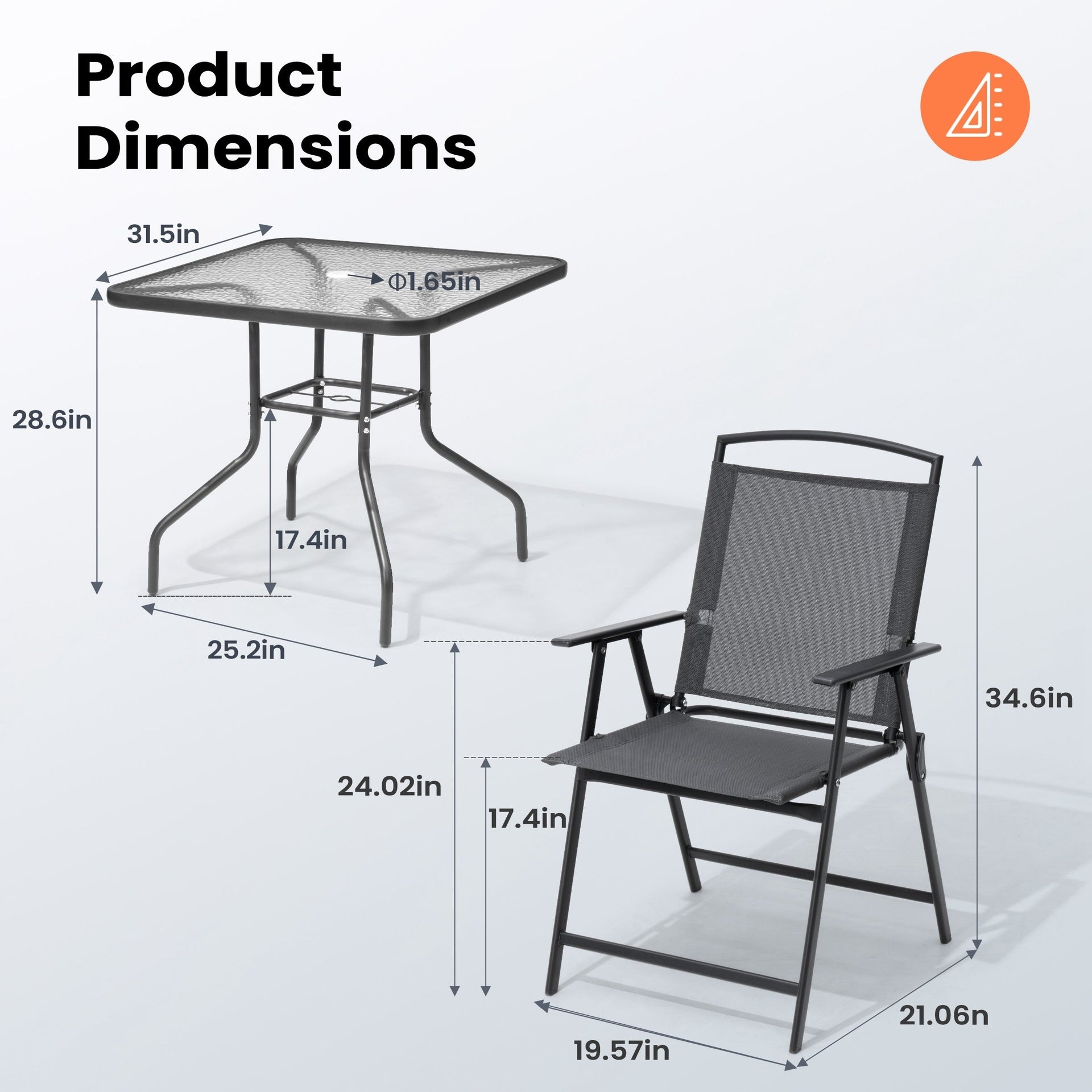 Pellebant Outdoor 5-piece Patio Dining Set with Folding Chairs