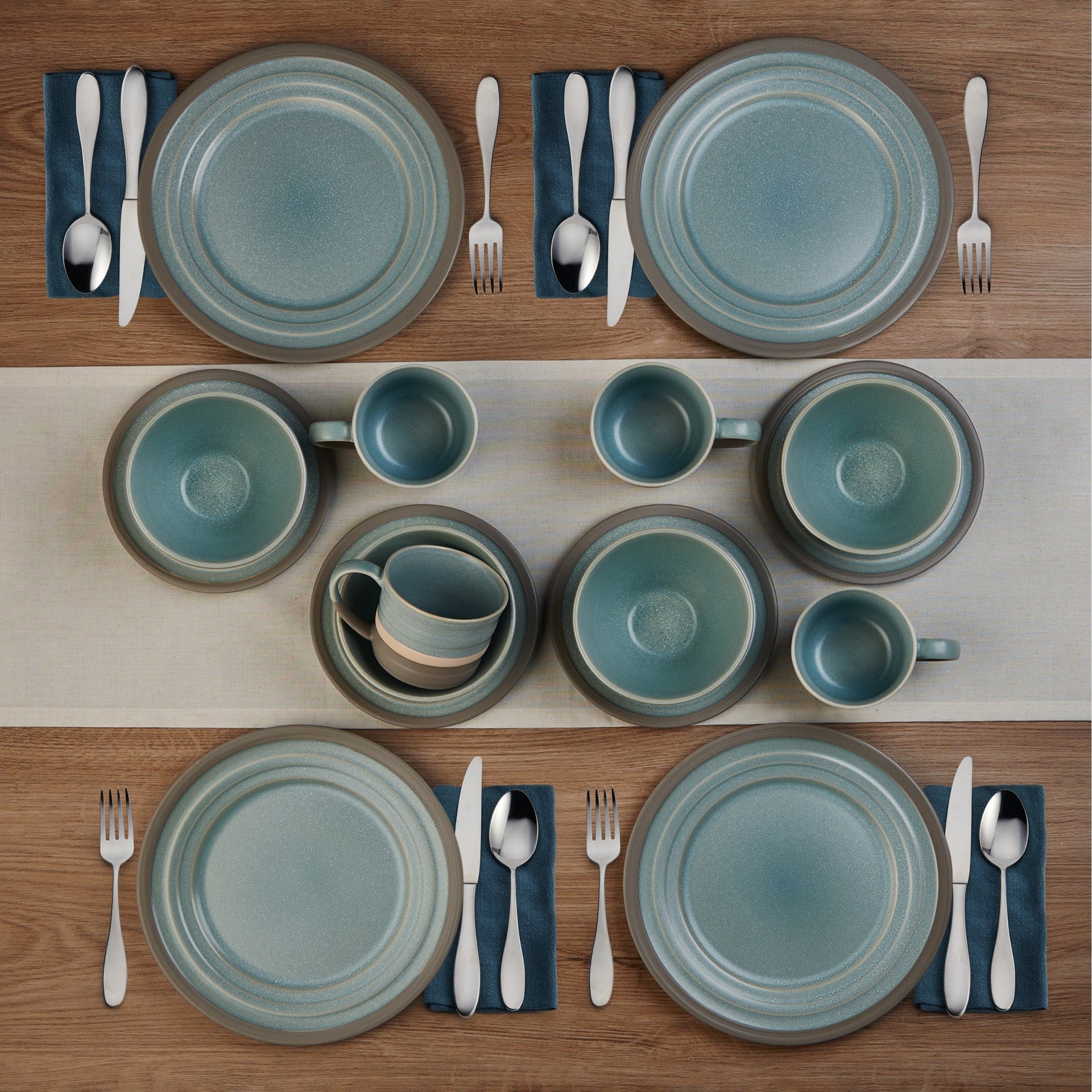 Pfaltzgraff Adina Blue 16-Piece Dinnerware Set, Service for 4