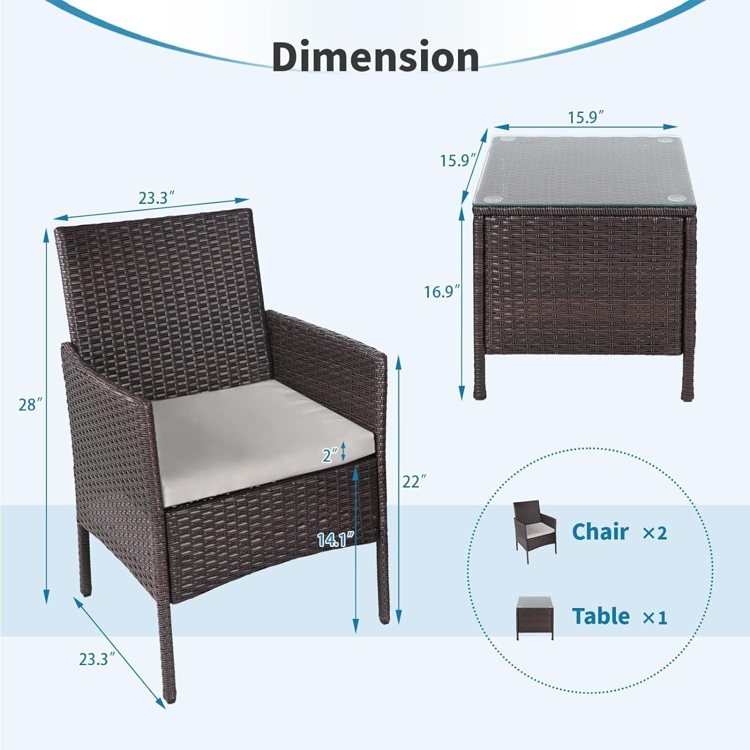 Pheap Outdoor 3-piece Cushioned Wicker Bistro Set by Havenside Home