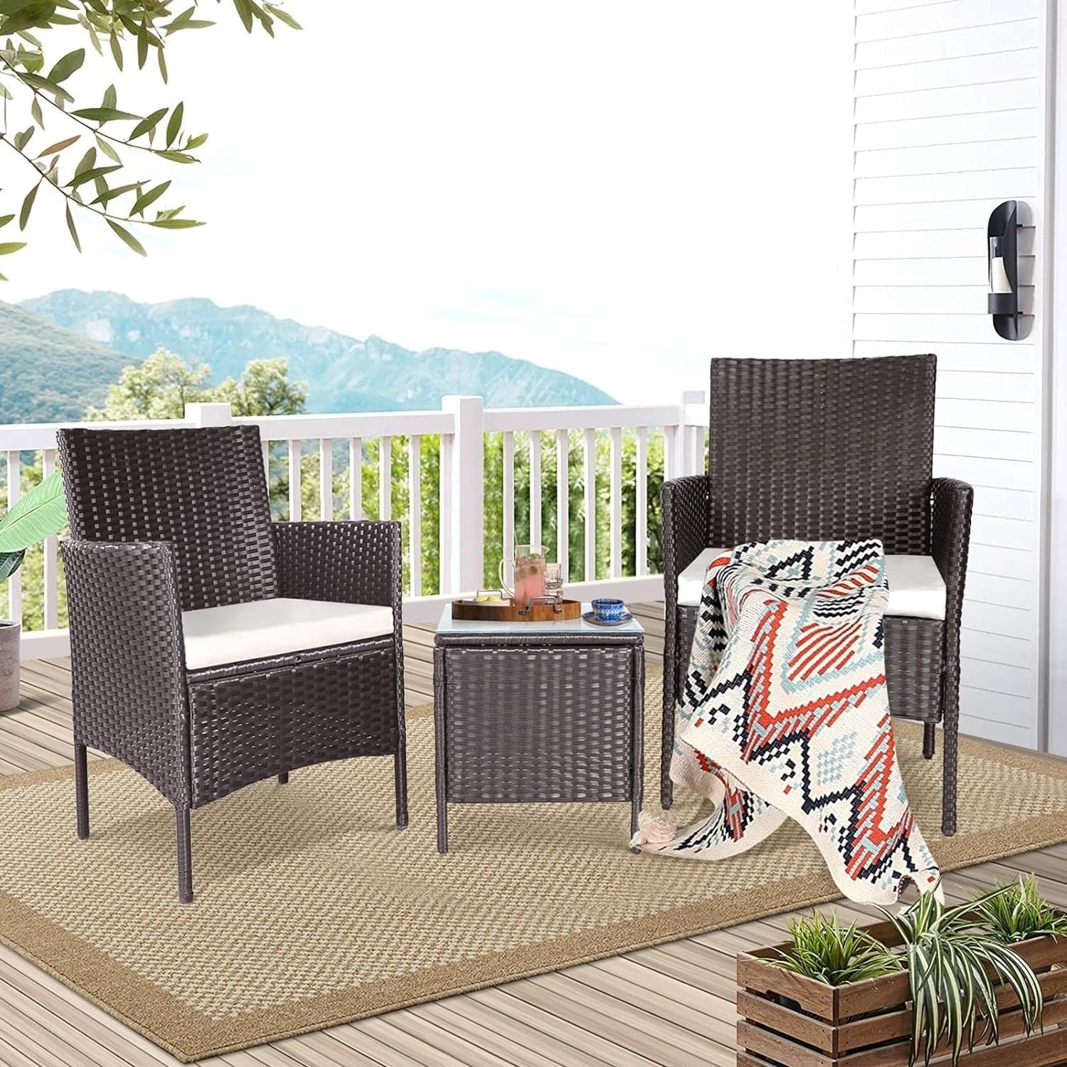 Pheap Outdoor 3-piece Cushioned Wicker Bistro Set by Havenside Home