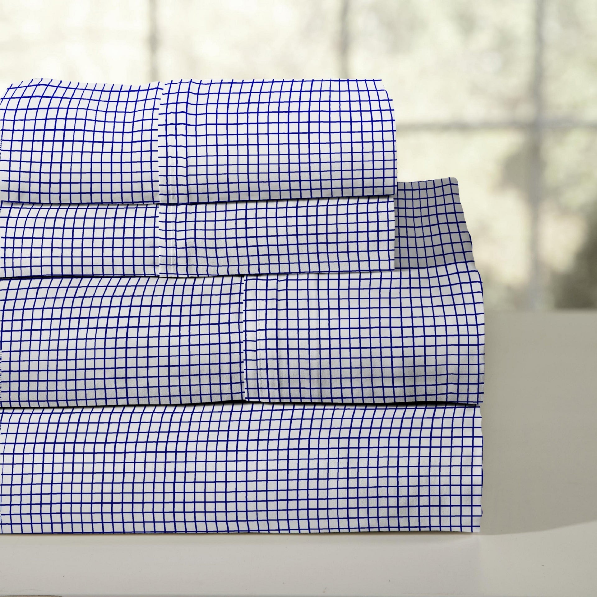 Pointehaven Combed Cotton Percale Crisp Breathable Solid or Printed Sheet Set