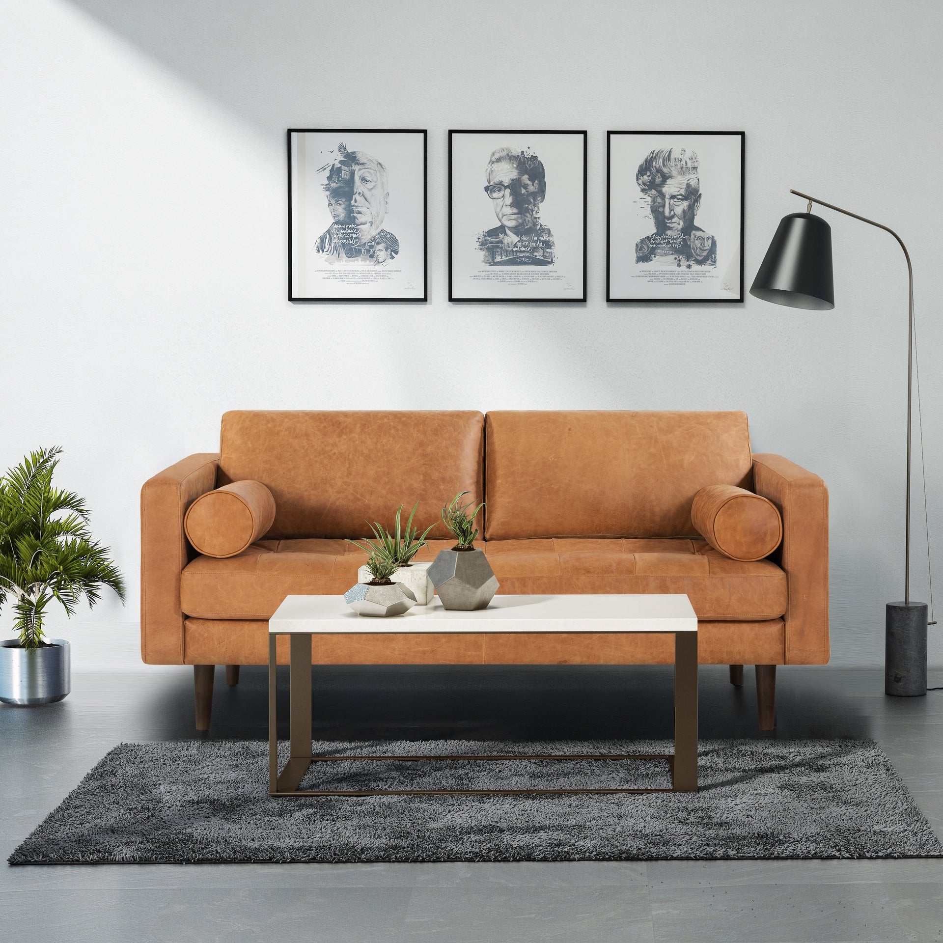 Poly & Bark Napa 72 Apartment Sofa - Full Grain Genuine Italian Leather