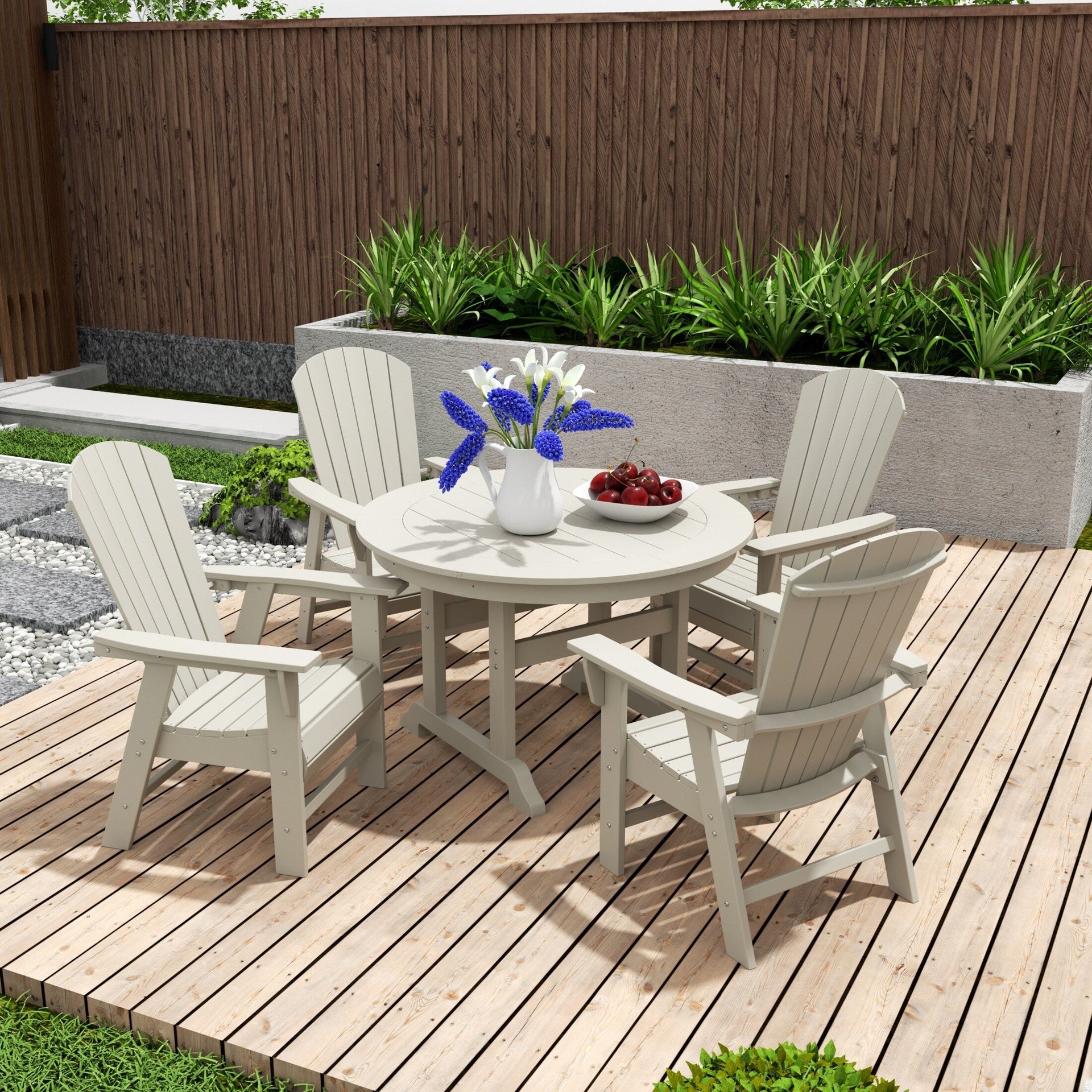 Polytrends Altura 5-Piece Round Poly Eco-Friendly All Weather Outdoor Dining Set
