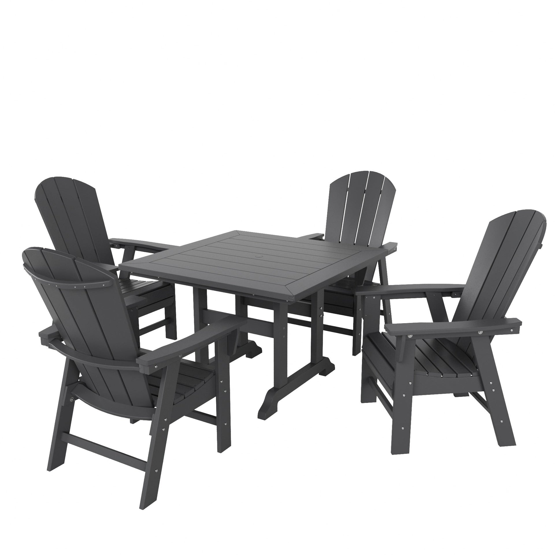 Polytrends Laguna Hdpe All Weather Outdoor Patio Square Adirondack Dining Chairs Set (5-Piece Set)