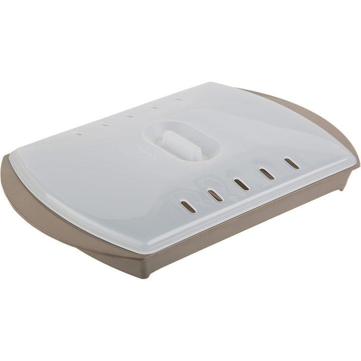 Prep Solutions Microwave Small Bacon Grill with Vented Cover, Brown, 10 x 7 Inches - 7.1 x 10.76 x 1.5 Inches