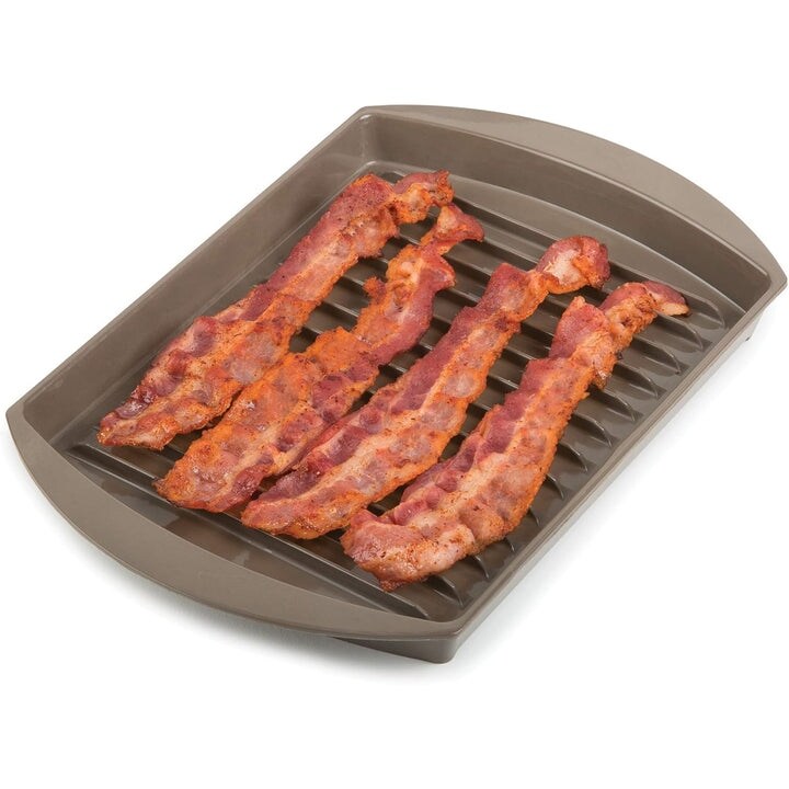 Prep Solutions Microwave Small Bacon Grill with Vented Cover, Brown, 10 x 7 Inches - 7.1 x 10.76 x 1.5 Inches