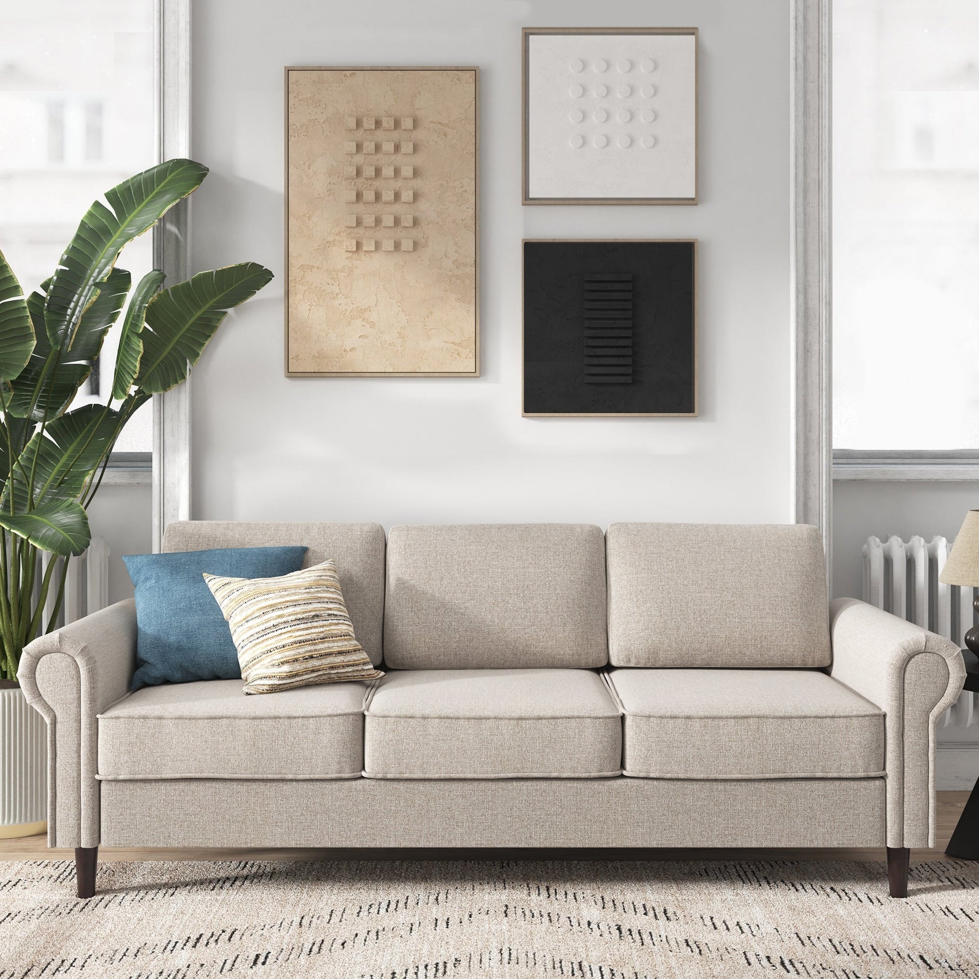 Priage by ZINUS Oatmeal Beige Upholstered Madison Sofa