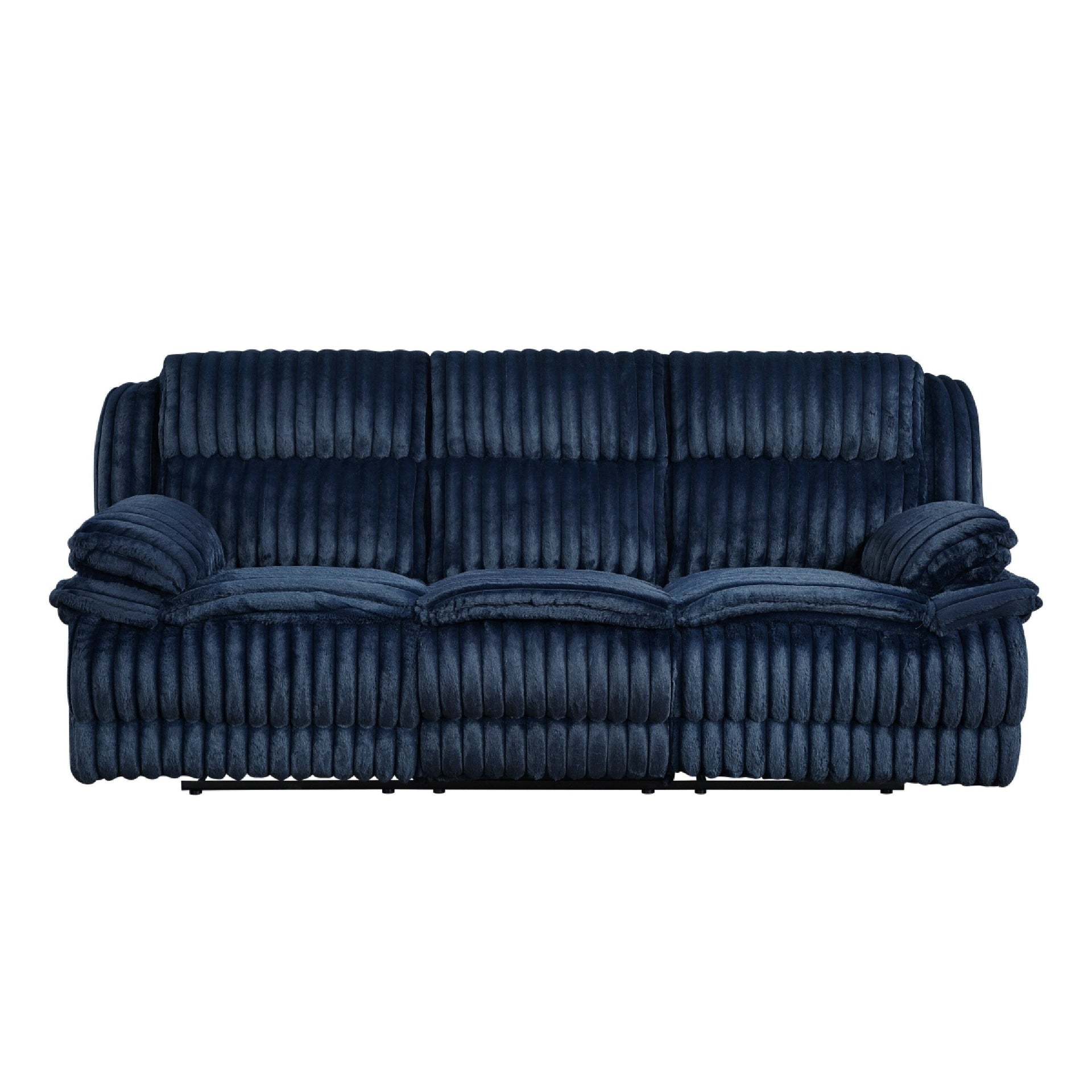Rexy Manual Double Recliner Sofa, Textured Blue Corduroy, 95 Inch