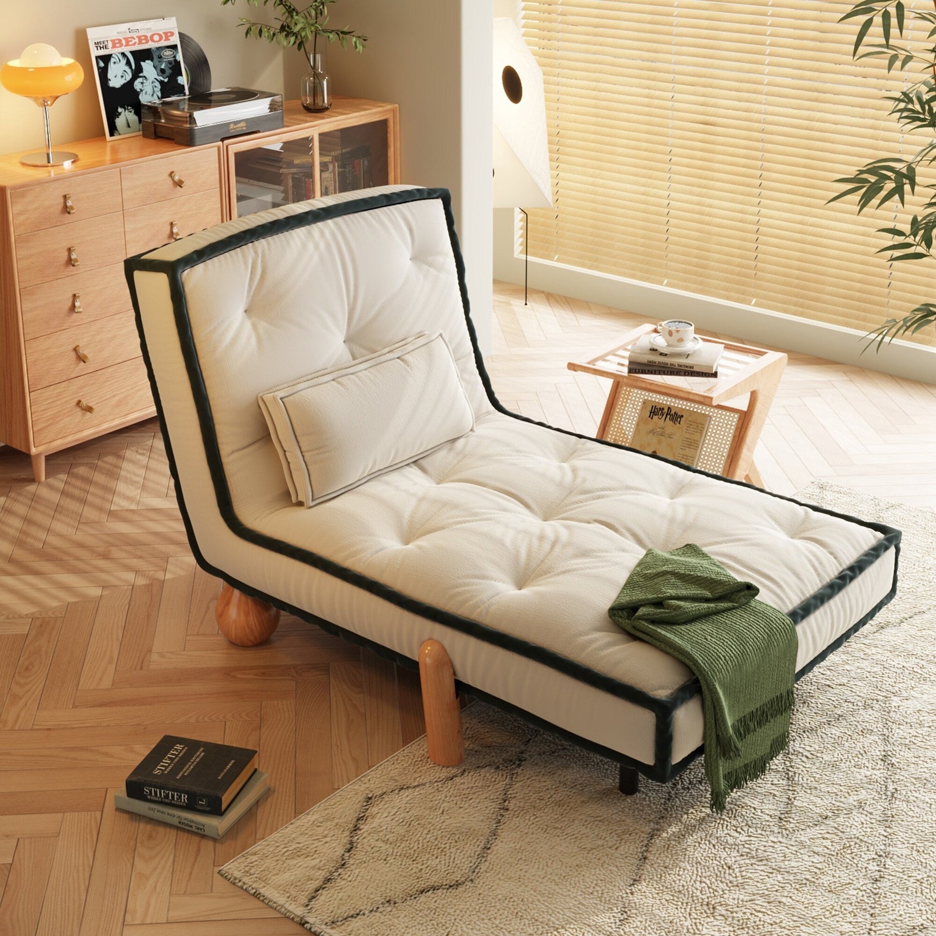 Romision Armless Technological Velvet Sofa in Beige