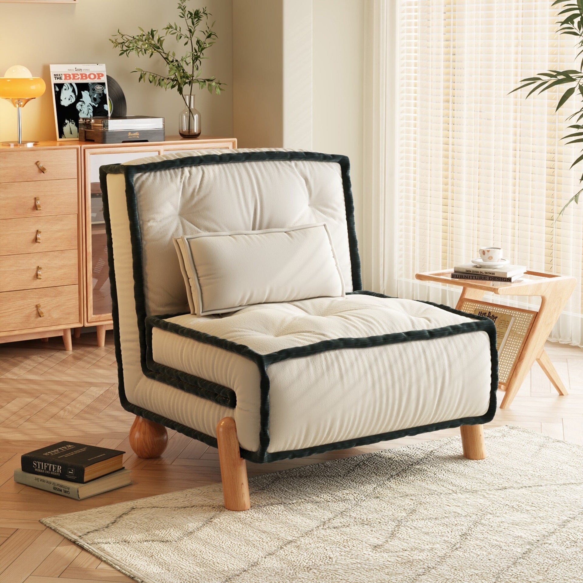 Romision Armless Technological Velvet Sofa in Beige