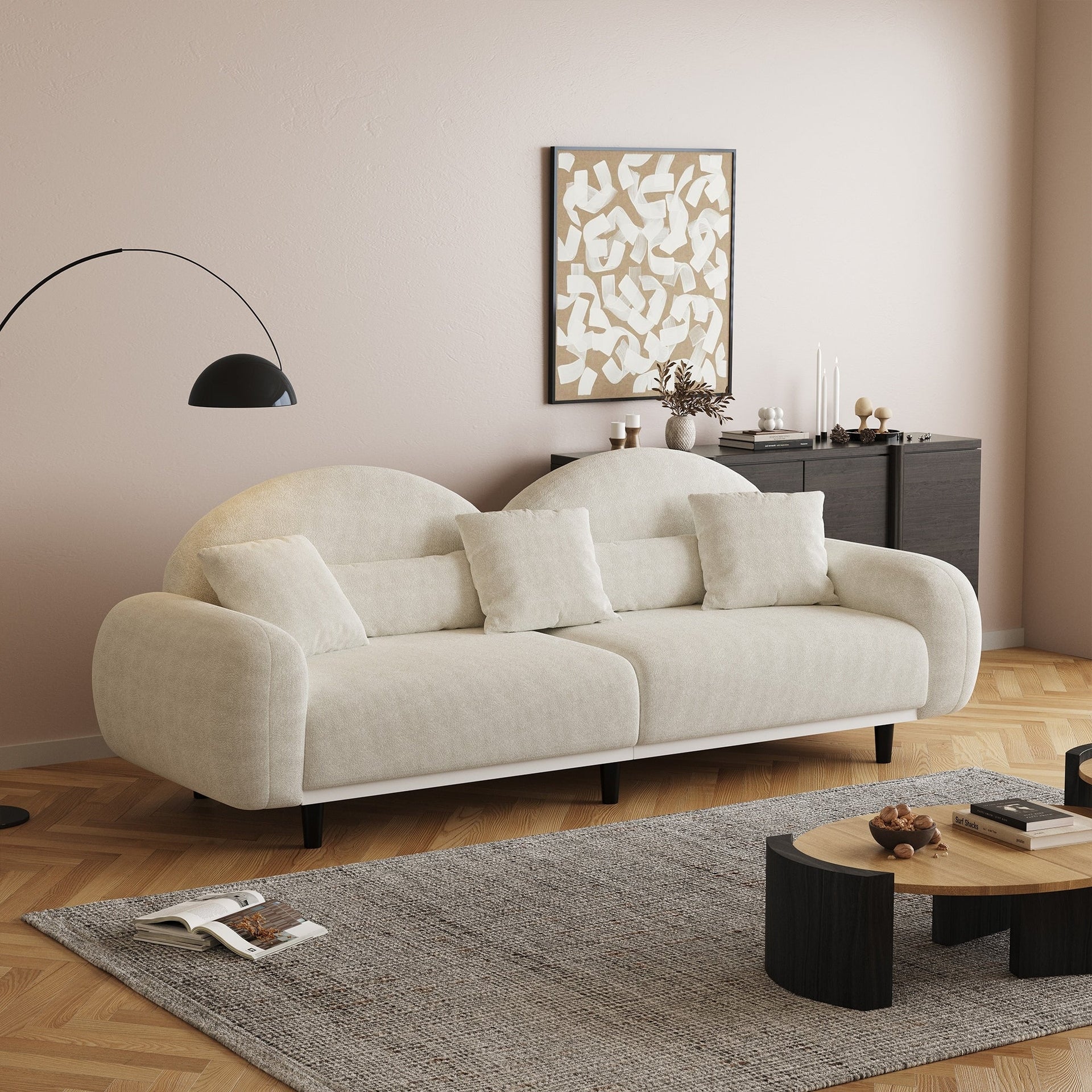 Romision Cotton Fabric Upholstered Sofa
