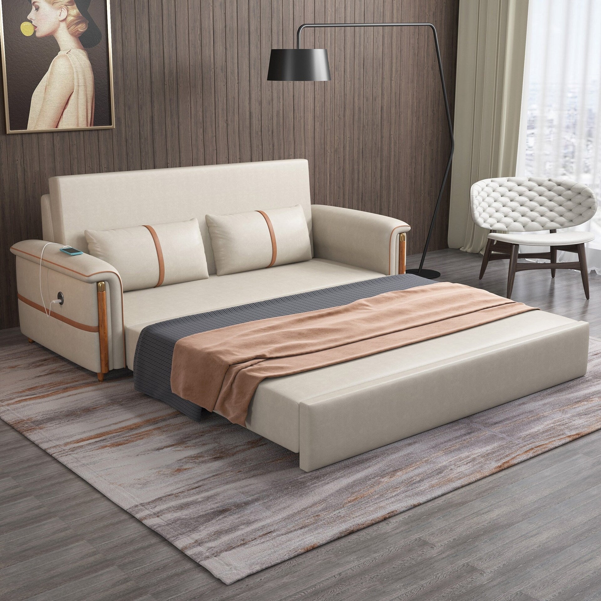Romision Folding Technological Fabric Sofa Bed