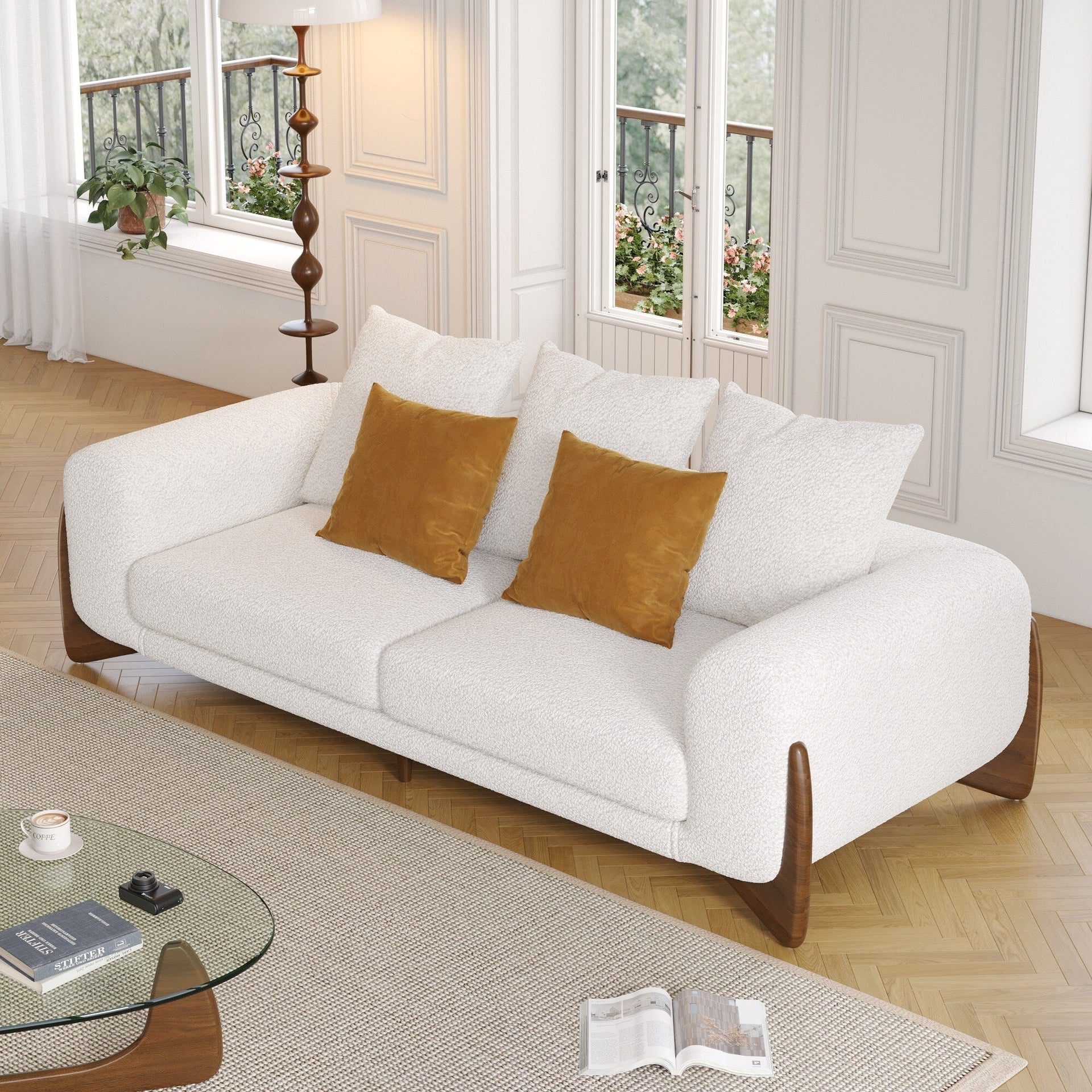 Romision Lambswool Velvet Upholstered Sofa