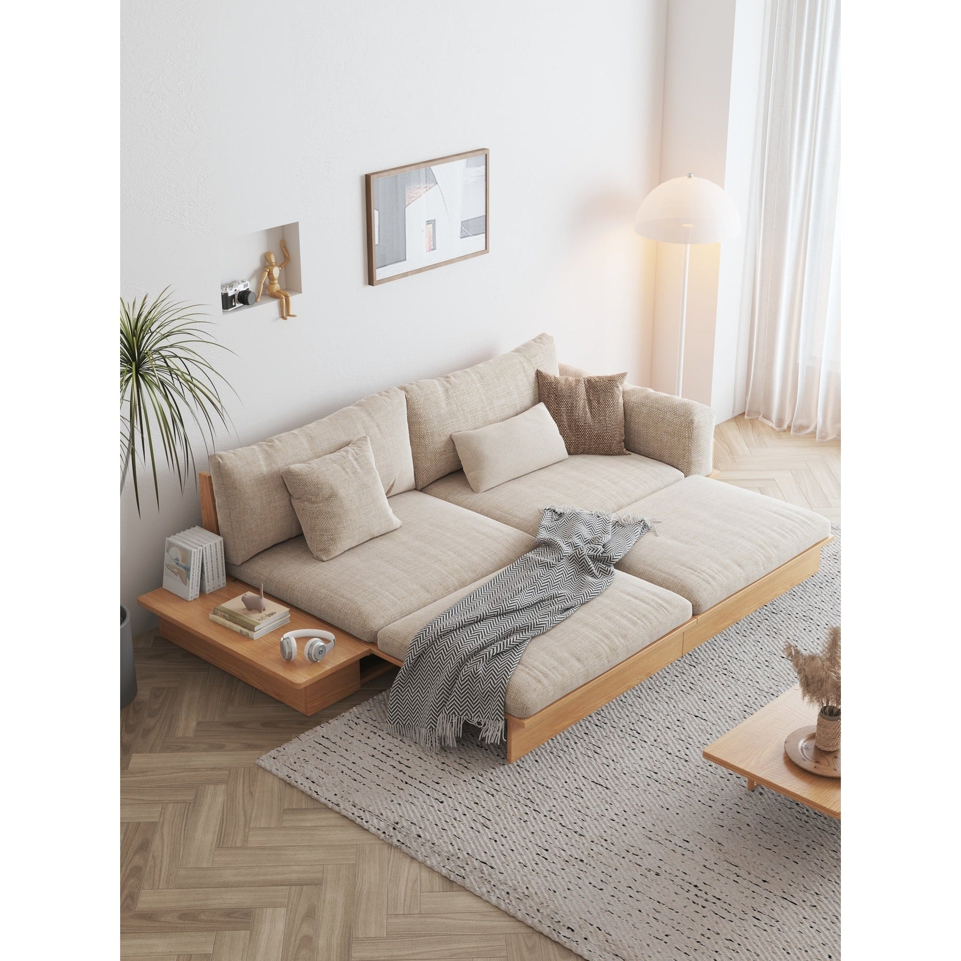 Romision Linen FabricThree-Seater Rectangle Combination Sofa