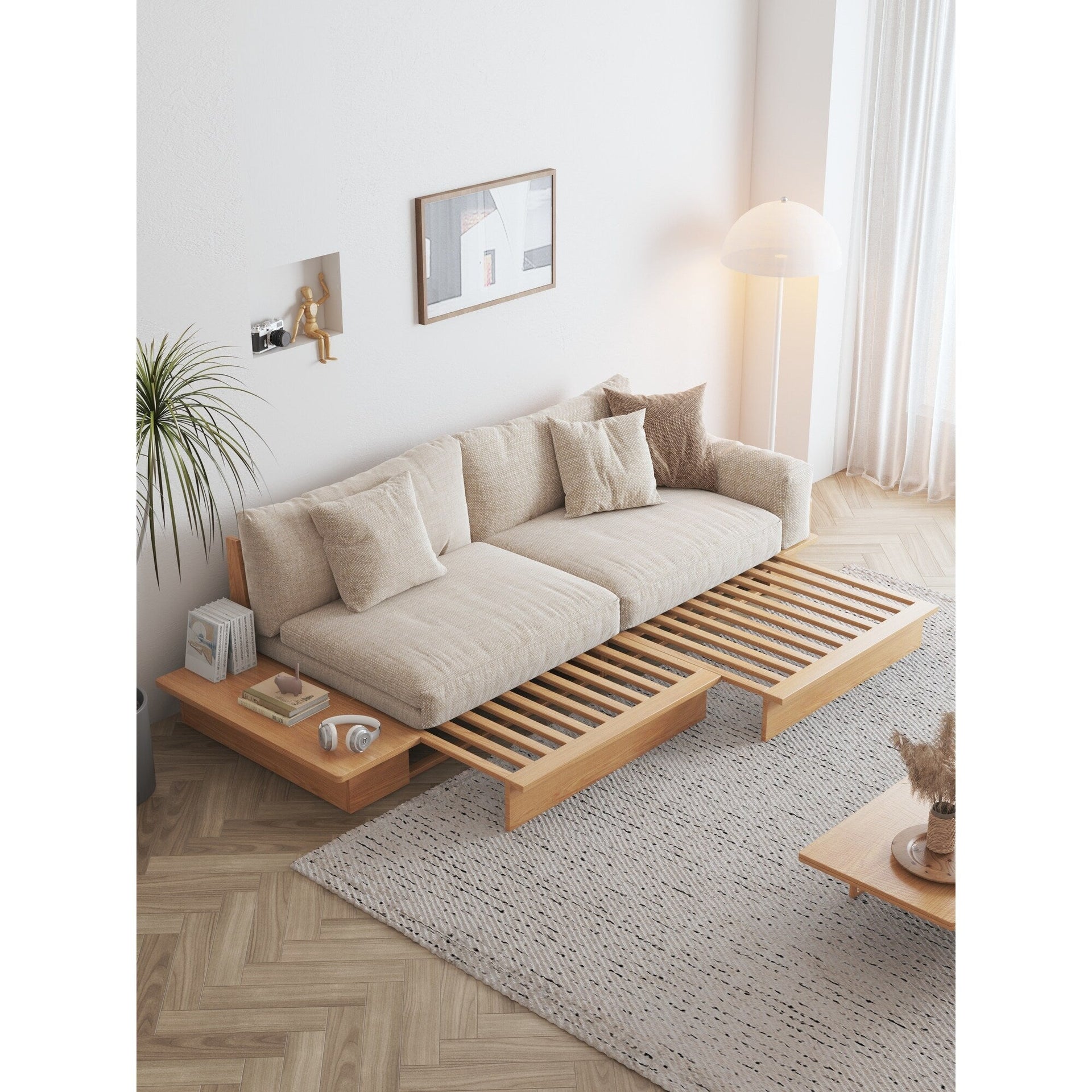 Romision Linen FabricThree-Seater Rectangle Combination Sofa