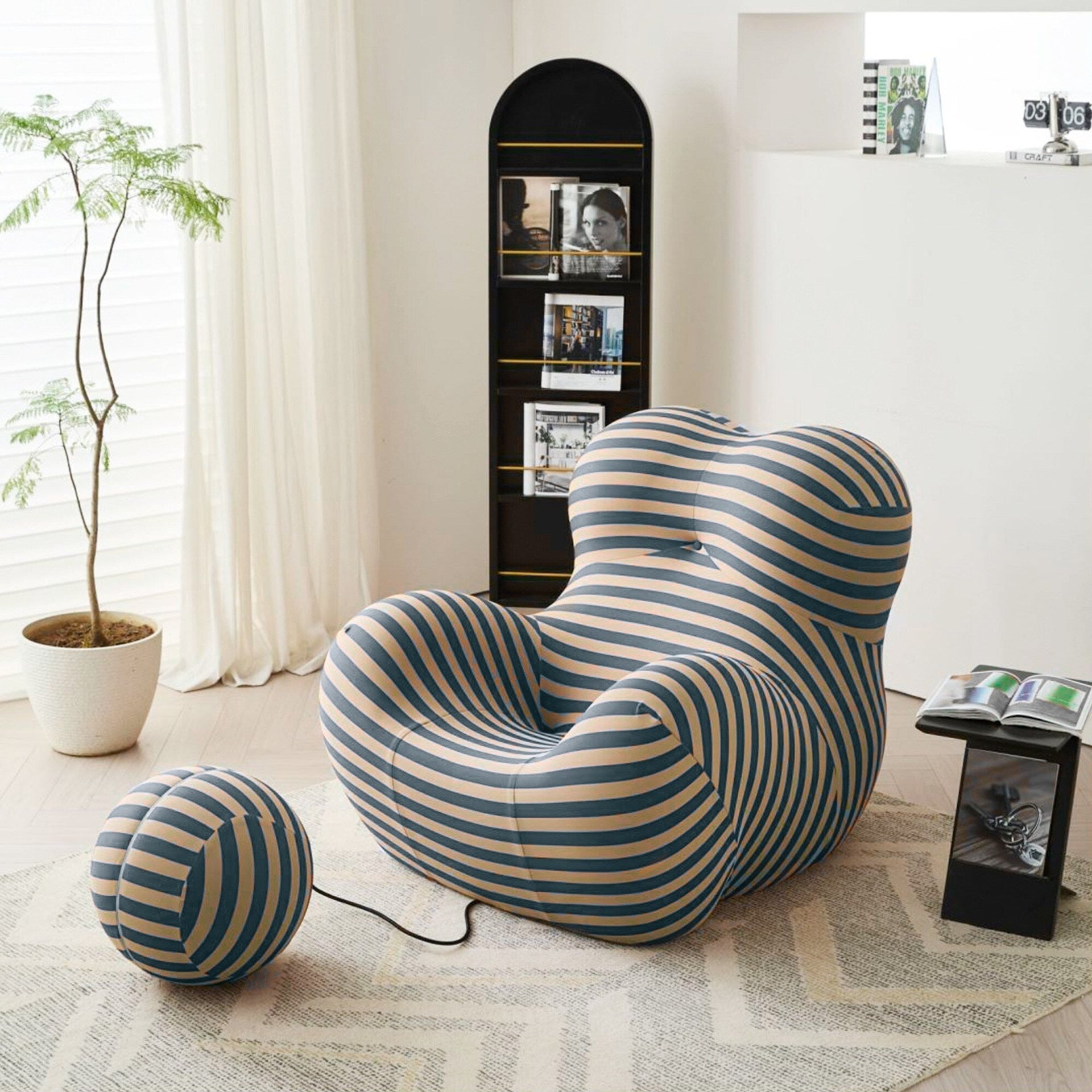 Romision Slope Arm Fabric Curved Sofa