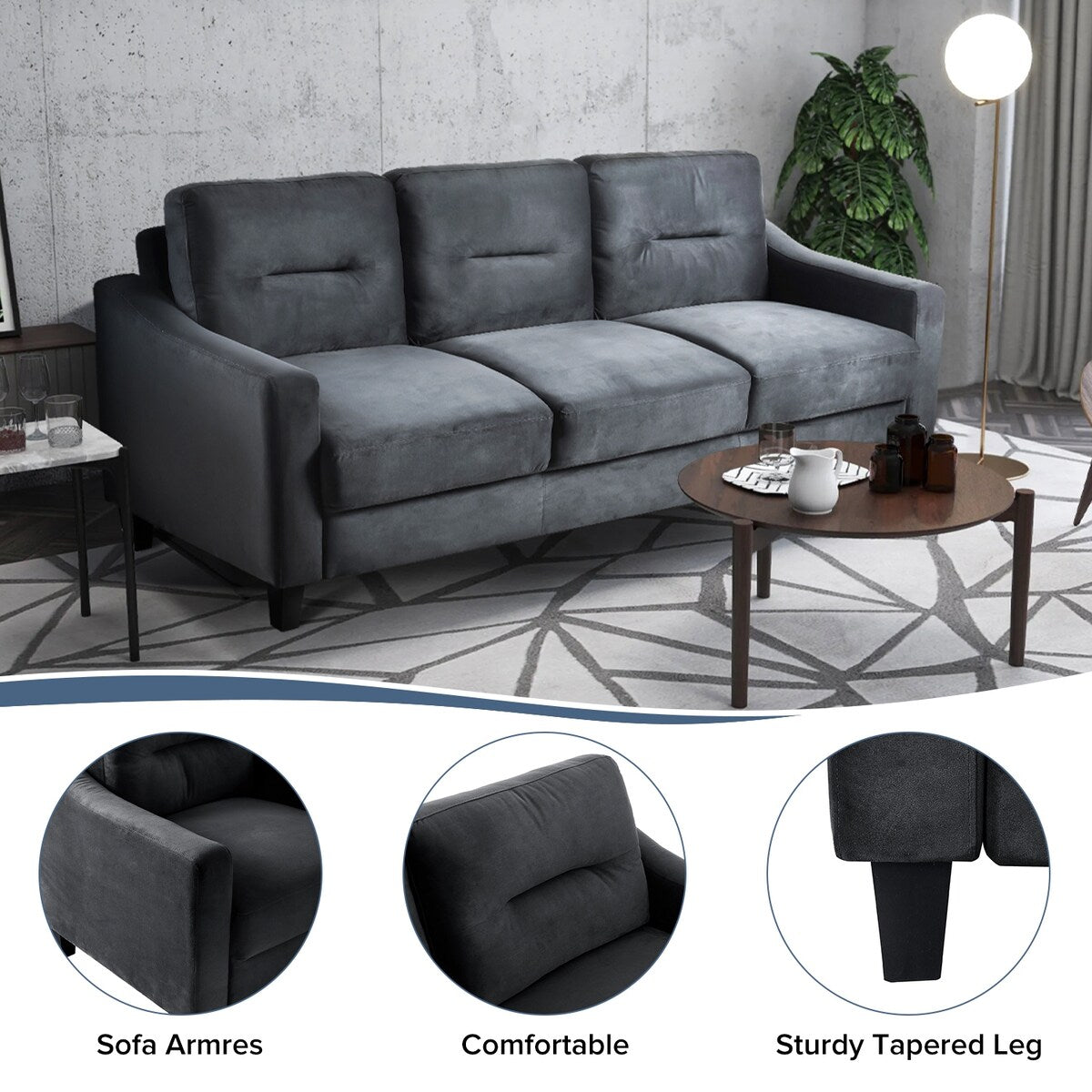 Roomfitters Comfortable Sectional Seater Couch and Sofa Set for Living Room, Bedroom, Office | Small Space Furniture