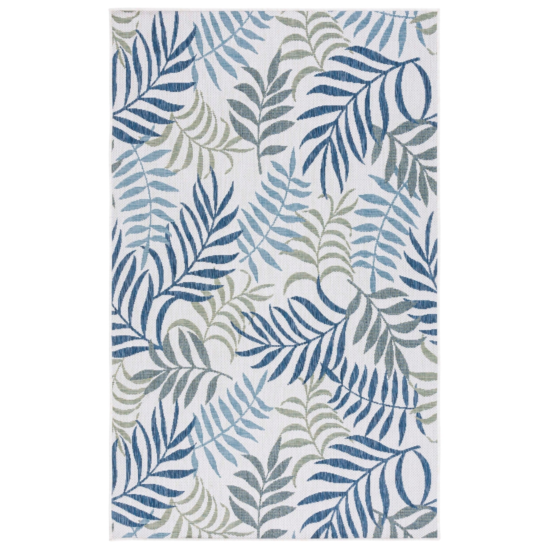 SAFAVIEH Courtyard Sanam Indoor/ Outdoor Rug - Beige/Green Blue - 4' x 5'7
