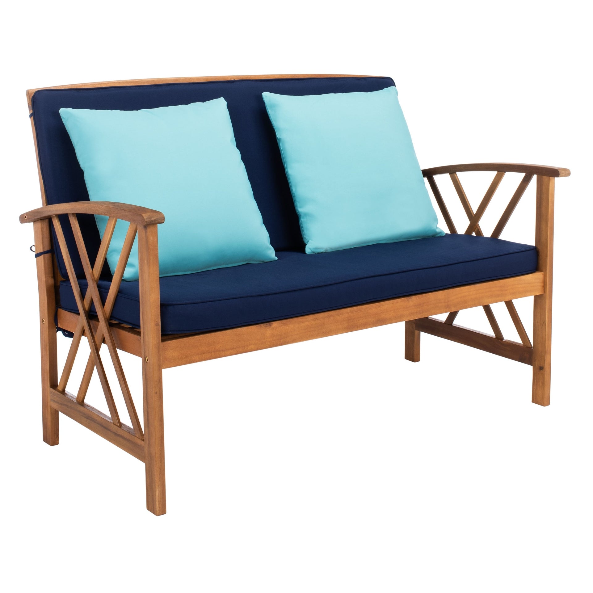 SAFAVIEH Fontana 4-piece Acacia Solid Wood Outdoor Conversation Patio Set - 47W x 26D x 33H