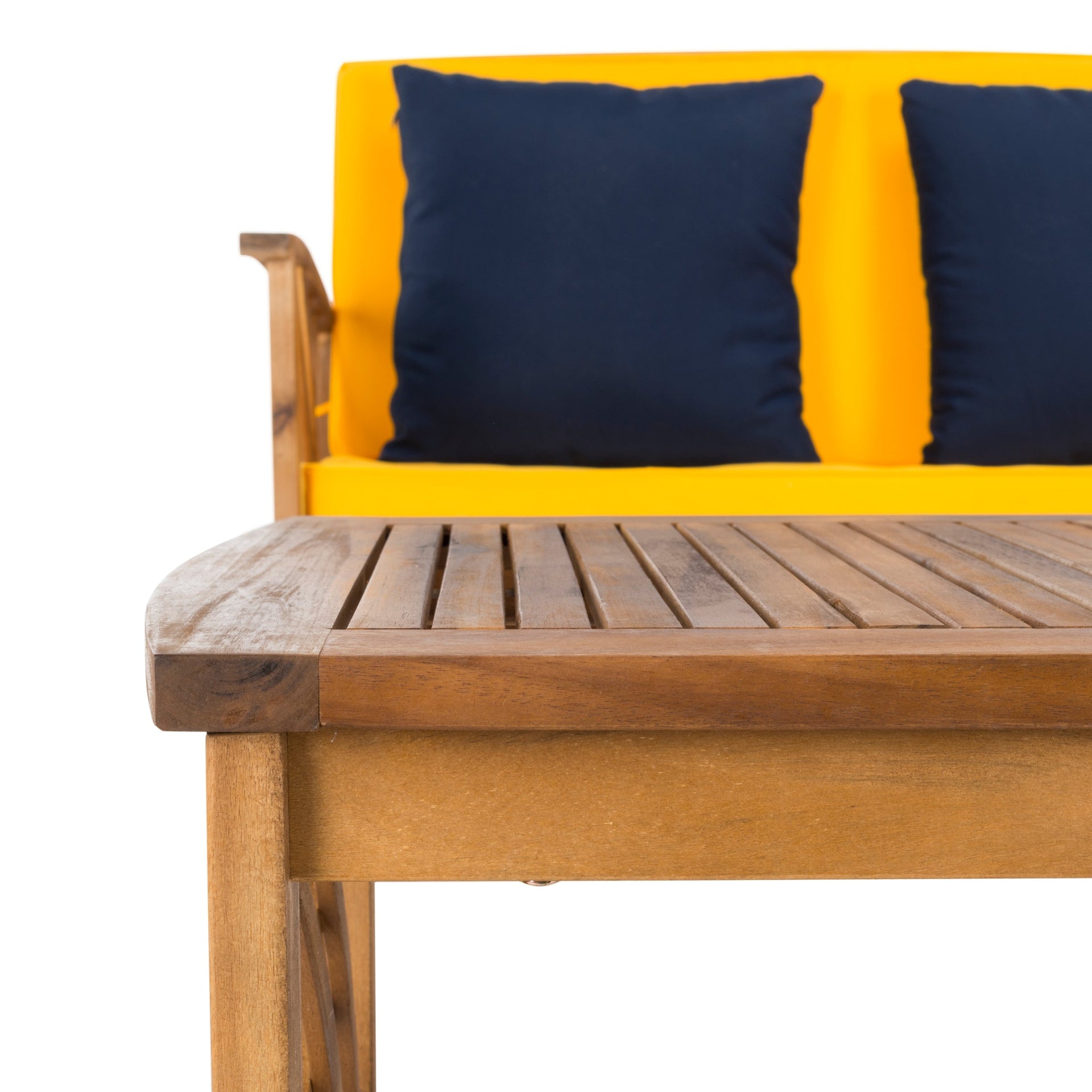 SAFAVIEH Fontana 4-piece Acacia Solid Wood Outdoor Conversation Patio Set - 47W x 26D x 33H