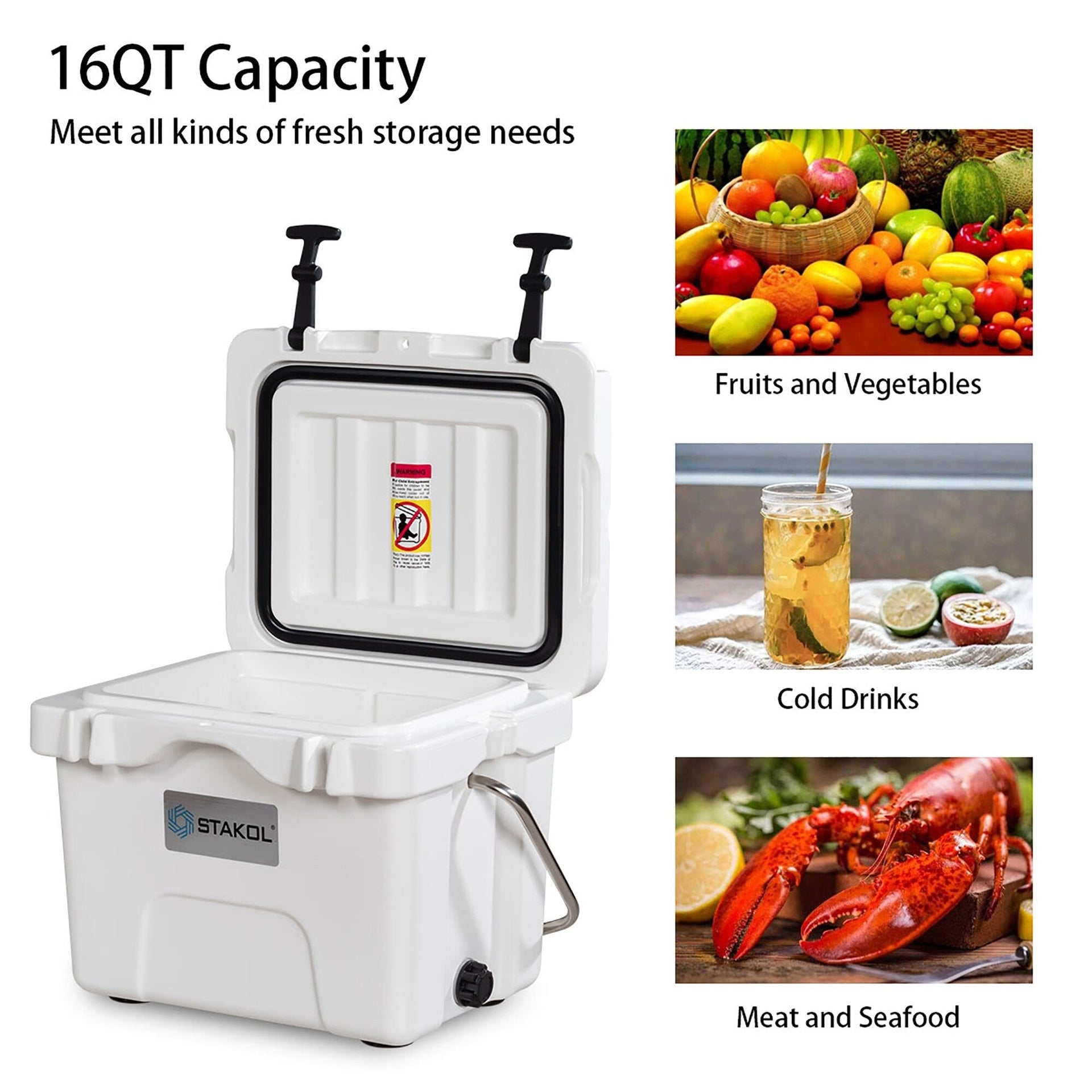 SKTAKOL 16 Quart Cooler Portable Ice Chest Leak-Proof 24 Cans Ice - See Details