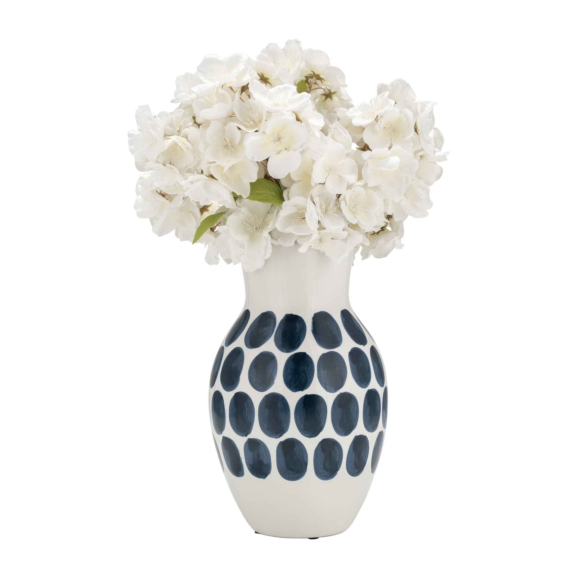 Sagebrook Home Ceramic Abstract White and Polka Dot Vase