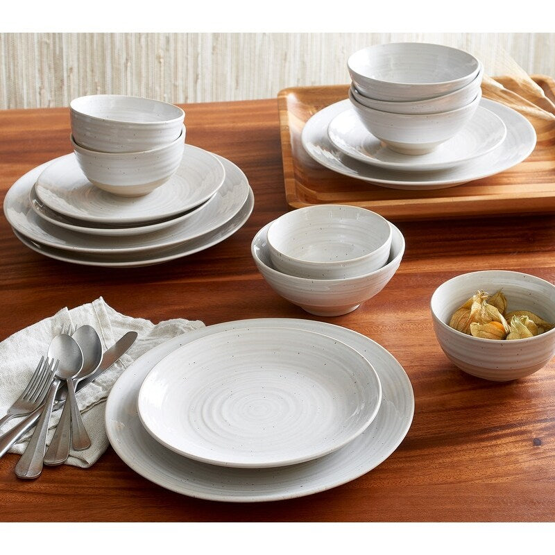Sango Siterra Rustic White 16-Piece Stoneware Dinnerware Set