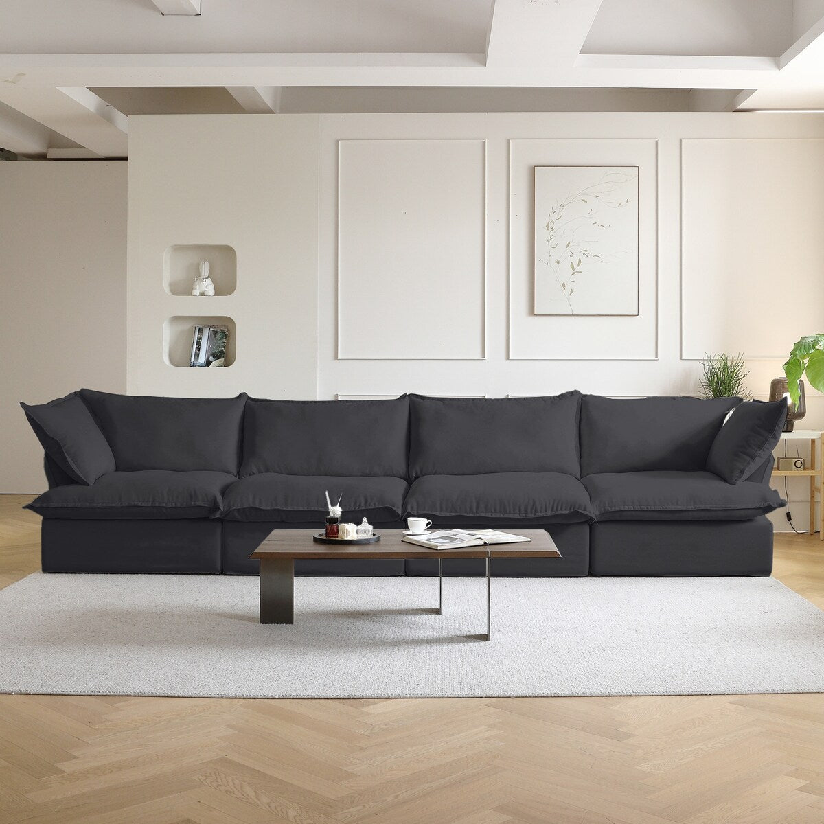 Sectional Couches for Living Room, Modular Sectional Sofa 4 Seat, Cushion Covers Removable