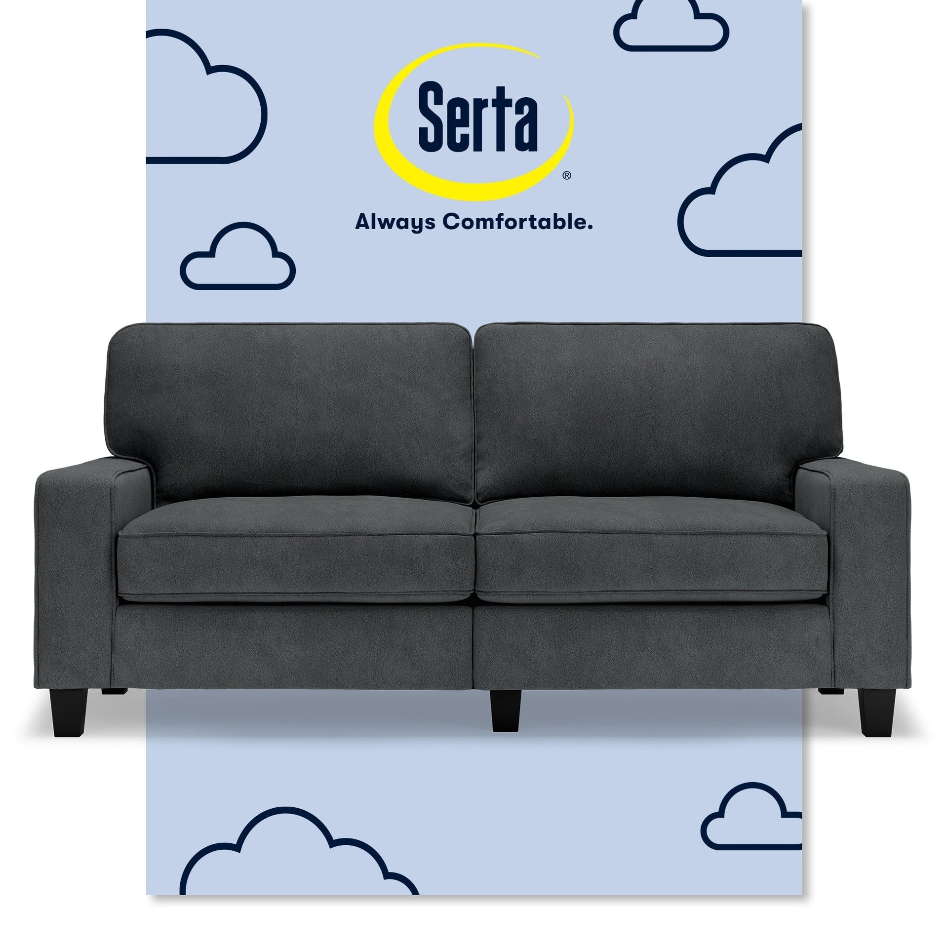 Serta Palisades 73 Track Arm Sofa, Easy Care Polyester, Soft Pillow Back, Pocket Coil Seat Cushions