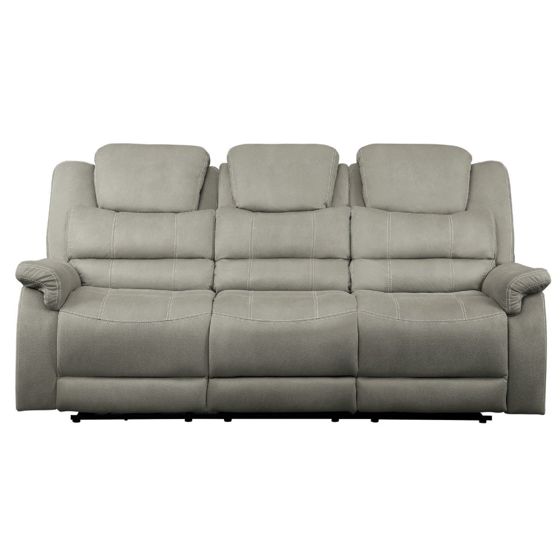 Shelly Power Recliner Sofa, Adjustable Headrest Gray Polyester 84 Inch
