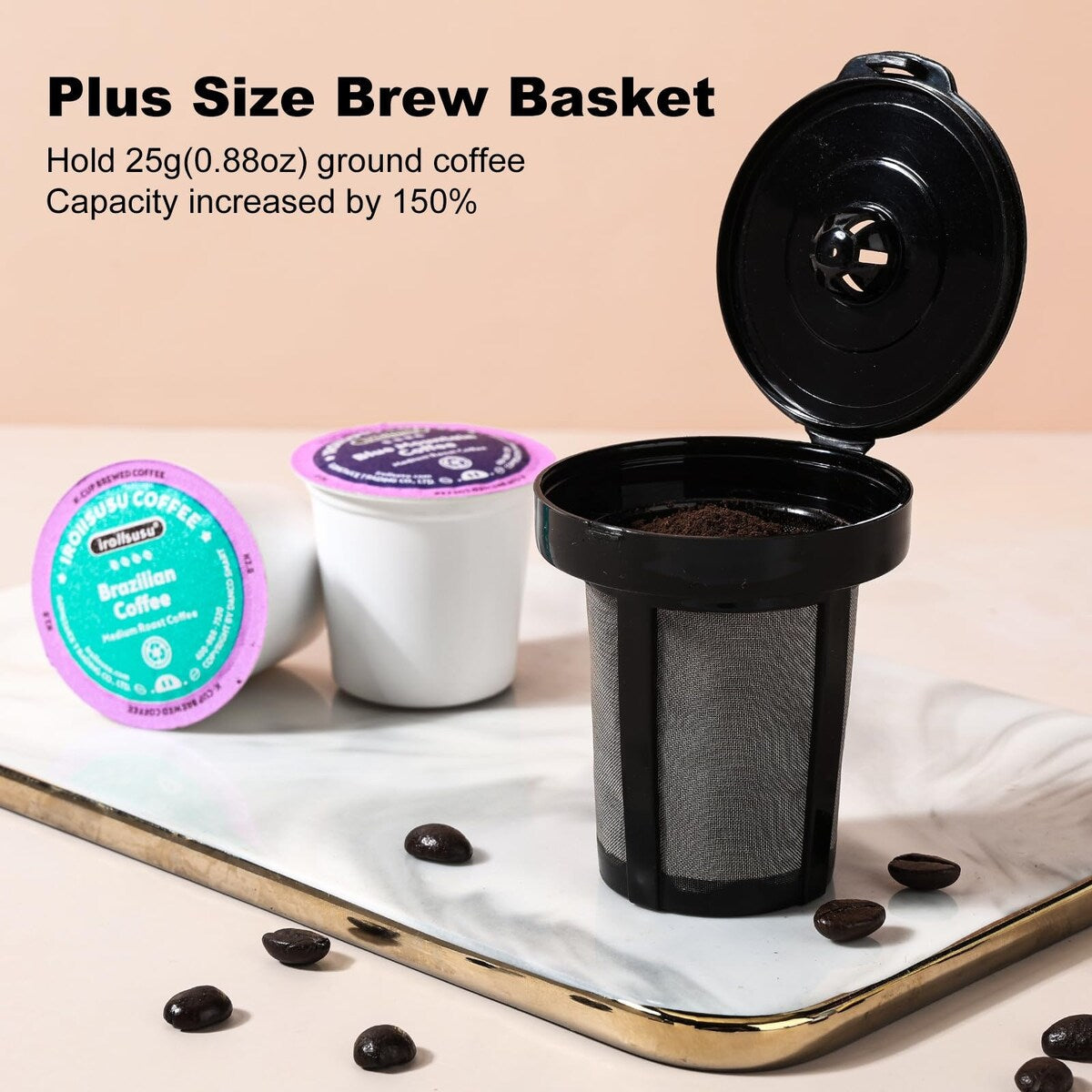 Single Serve Coffee Maker, K Cup and Ground Coffee Machine 2 in 1, 6 to 14 Oz Brew Sizes, Mini One Cup Coffee Maker