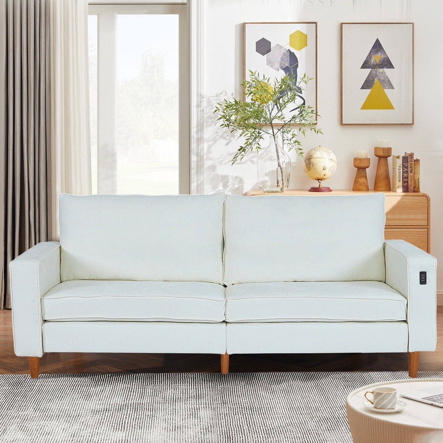 82.7 Sofas for Living Room, Comfy Love Seat Couches, Corduroy Loveseat Sofa,, Easy Assembly with USB
