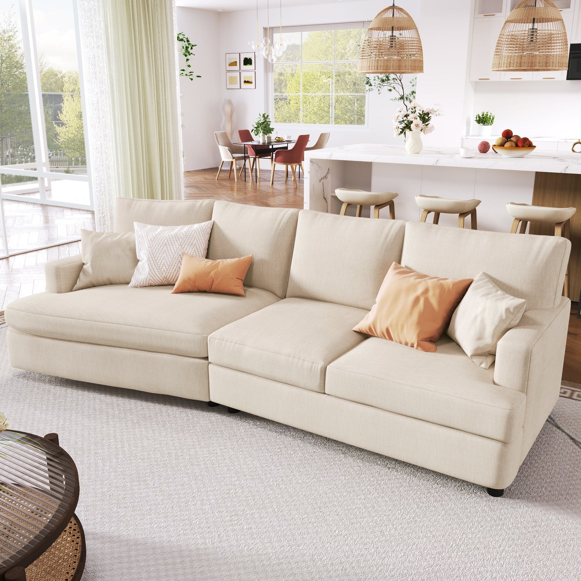 Sofa with Removable Back and Seat Cushions and 2 pillows