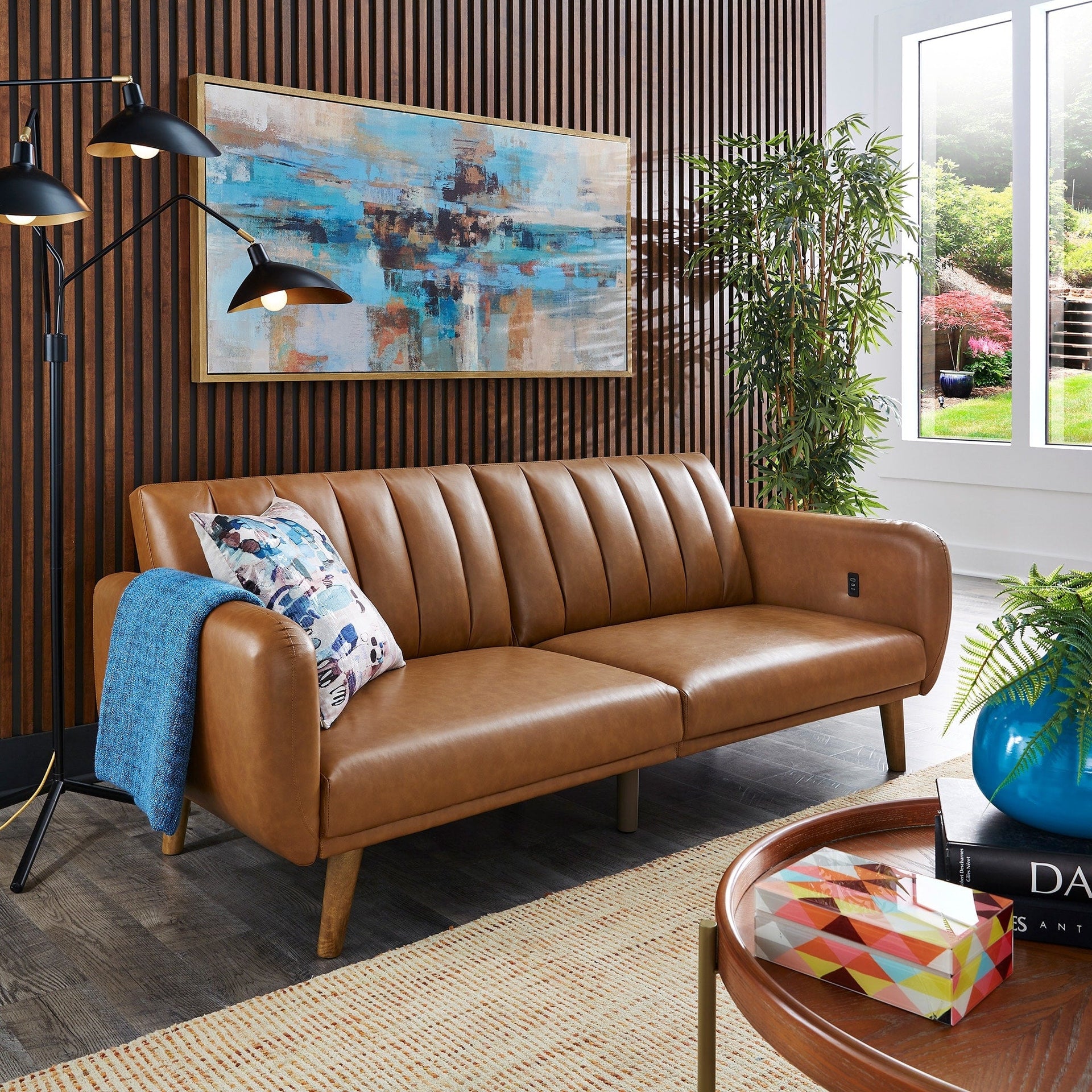 Sogndal Upholstered Convertible Split-Back Futon Sofa Bed with USB Charging Ports by iNSPIRE Q Modern