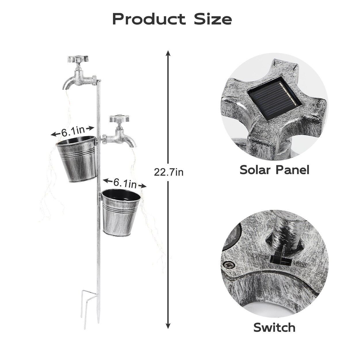 Solar Shower Garden Art Light Decoration LED Fairy Lights with Planter