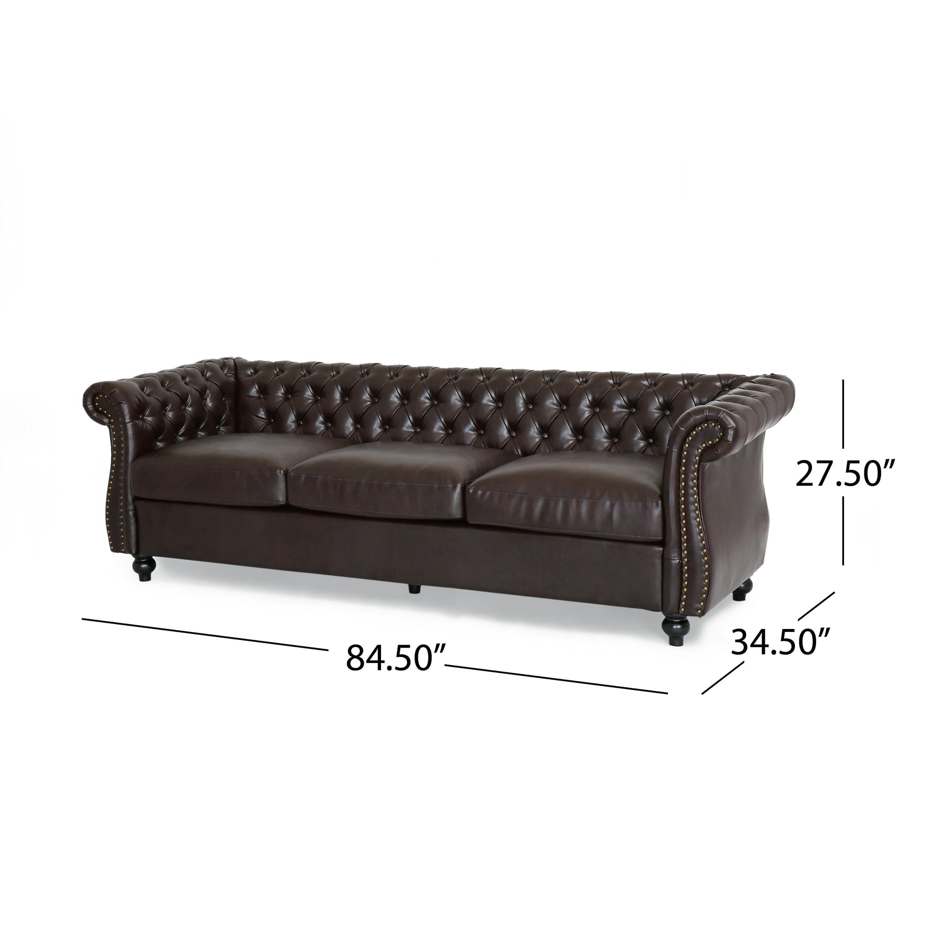 Somerville Chesterfield Tufted Faux Leather Sofa with Scroll Arms by Christopher Knight Home