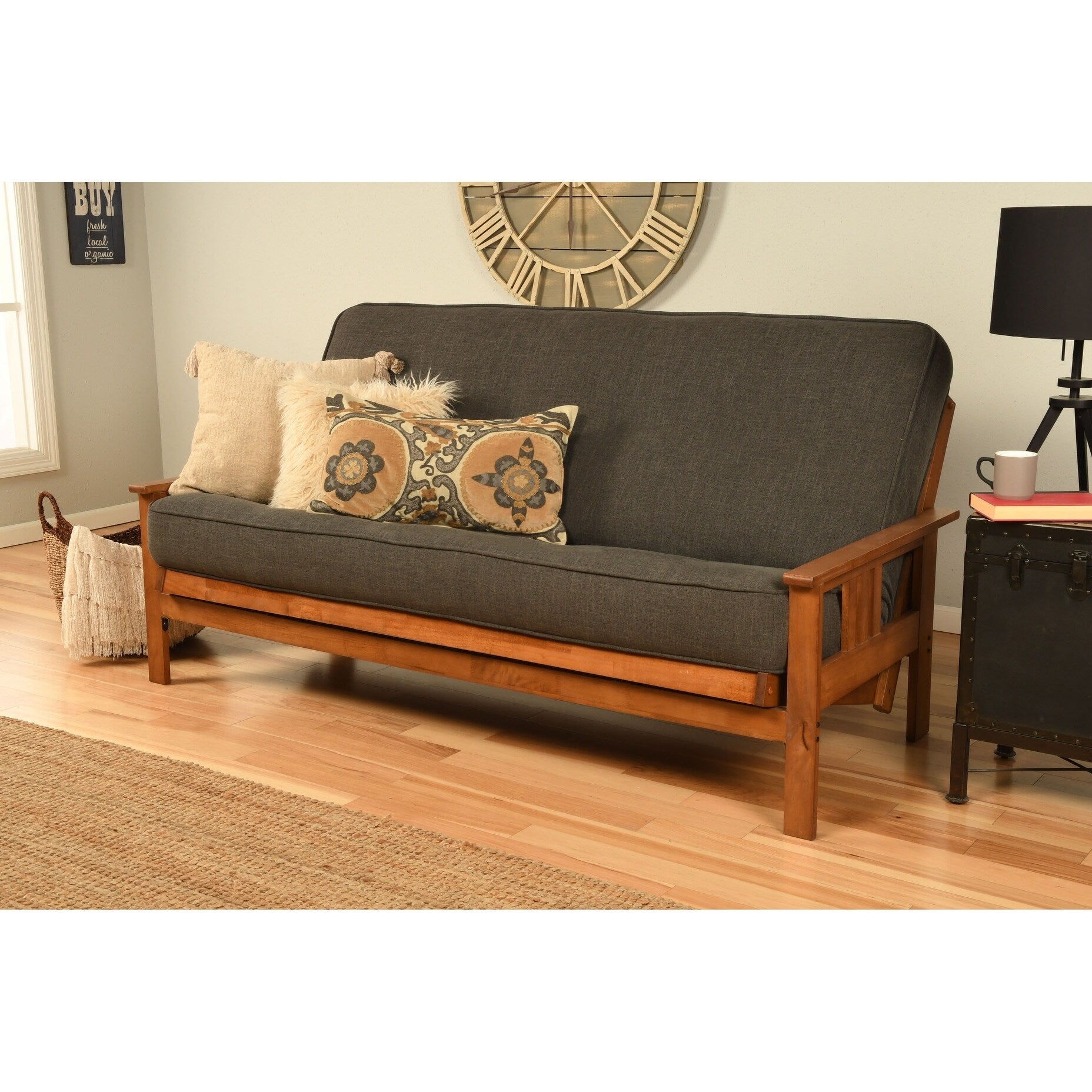 Somette Monterey Sofa in Barbados Finish with Removable Linen Mattress Cover