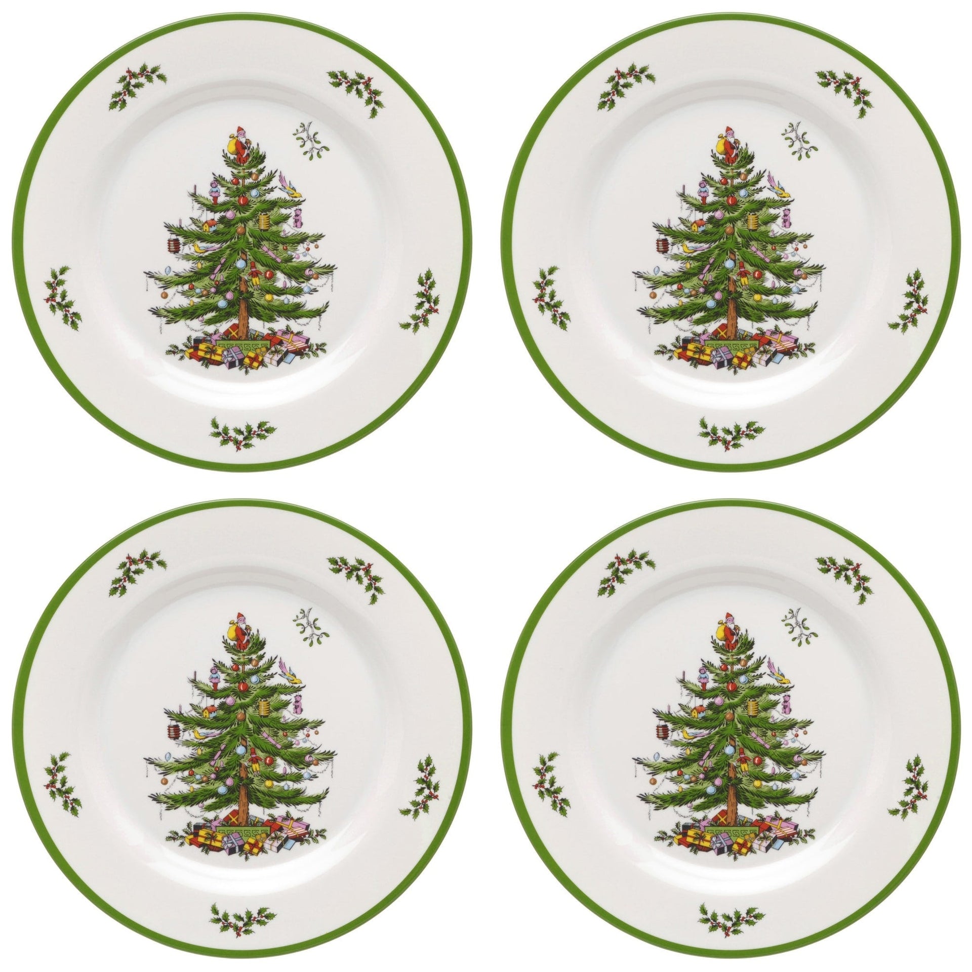 Spode Set of 4 Christmas Tree Melamine Dinner Plates - 11 D