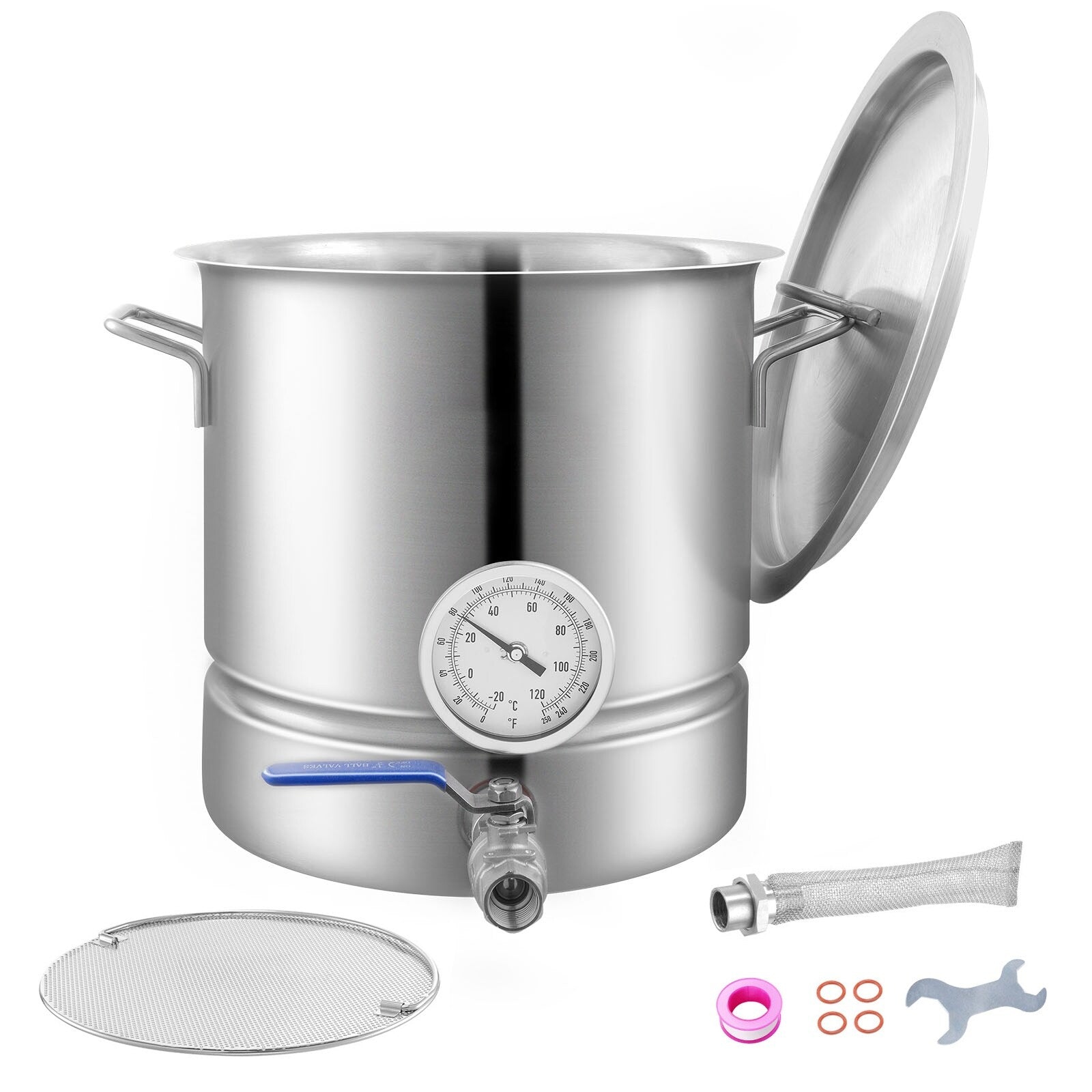 Stainless Steel Kettle, Brewing Pot, Tri Ply Bottom for Beer, Brew Kettle Pot, Home Brewing Supplies Includes Lid, Handle