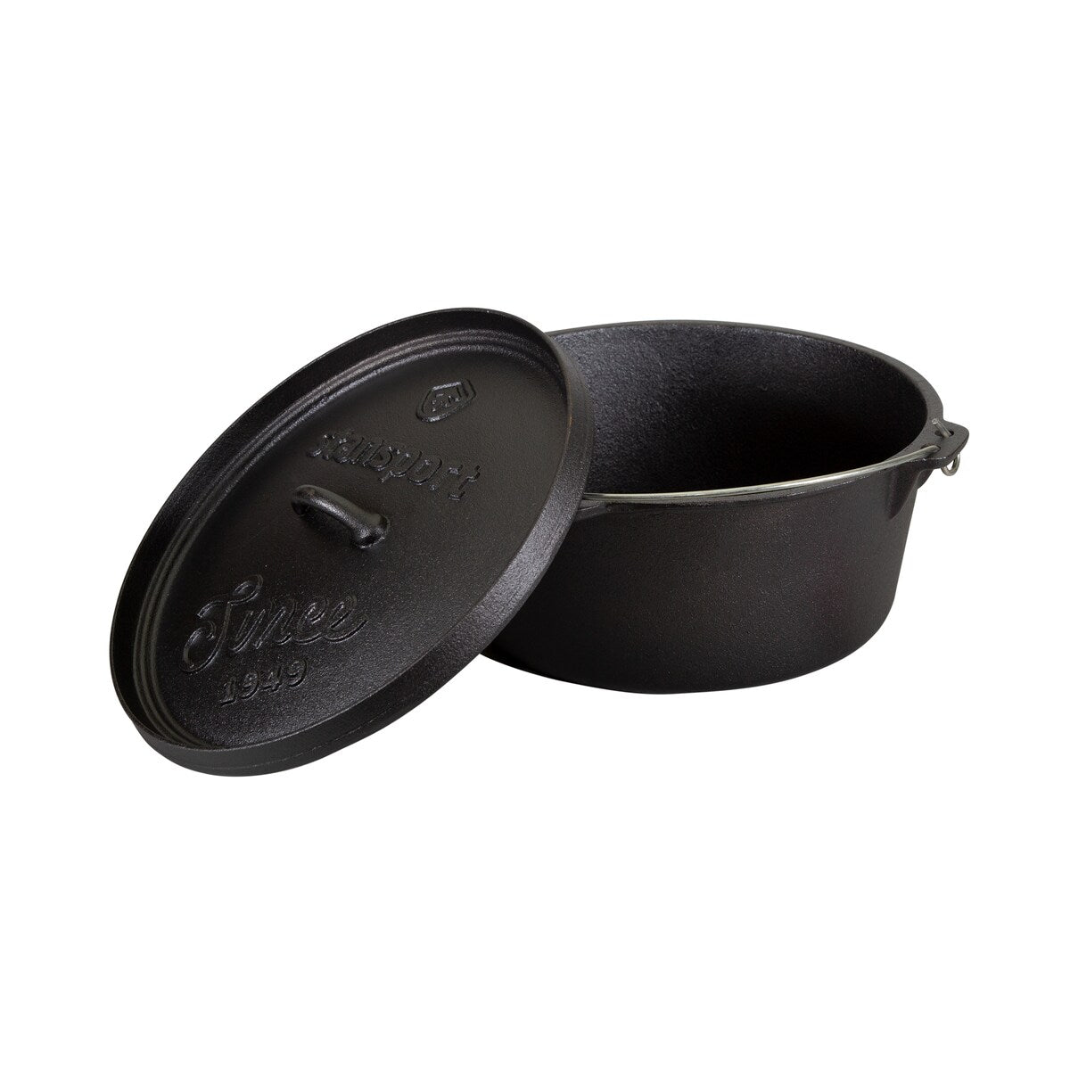Stansport 8 QT Pre-Seasoned Cast Iron Dutch Oven Flat Bottom - 12 L x 12 W x 5 H
