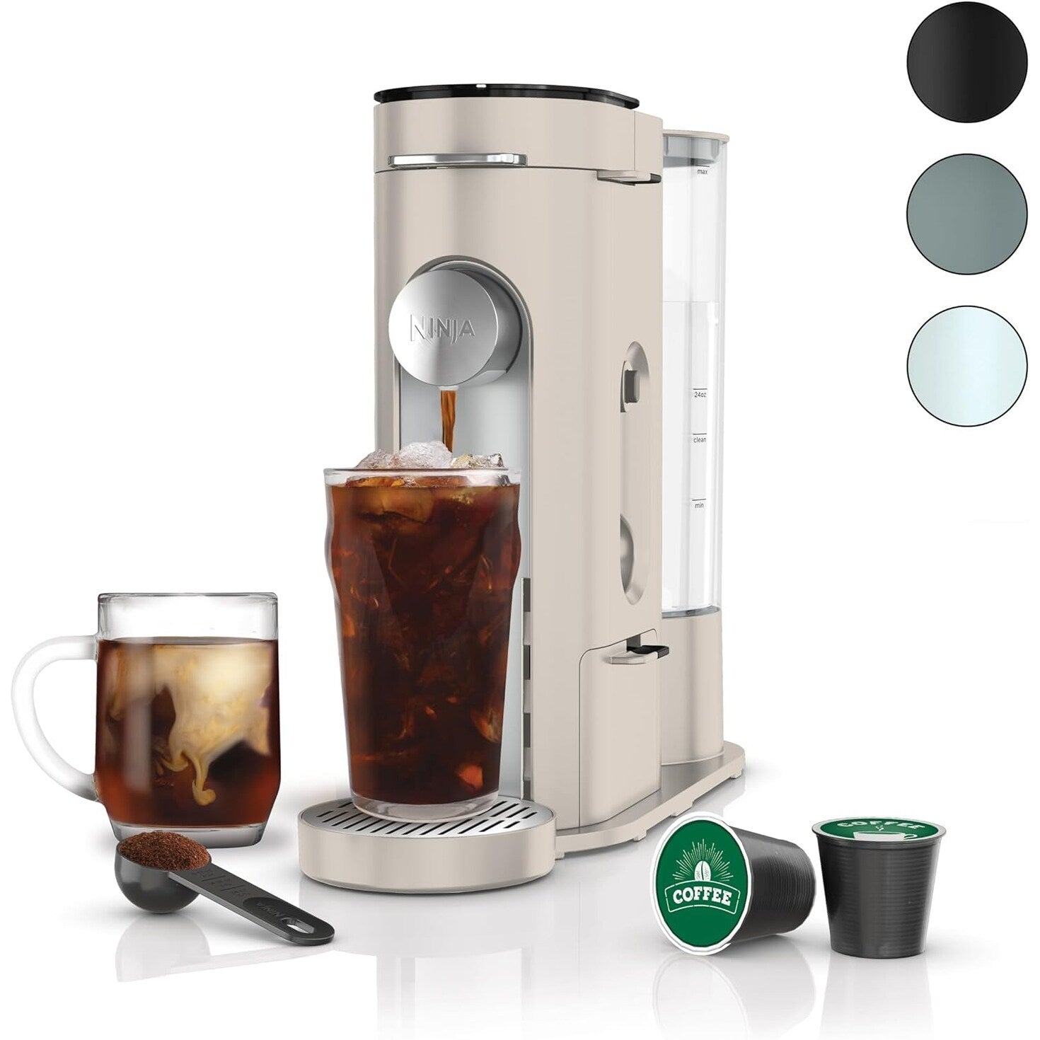 Stone Single-Serve Coffee Maker, K-Cup Compatible, 56oz Reservoir, Grounds Brewing, Iced Coffee