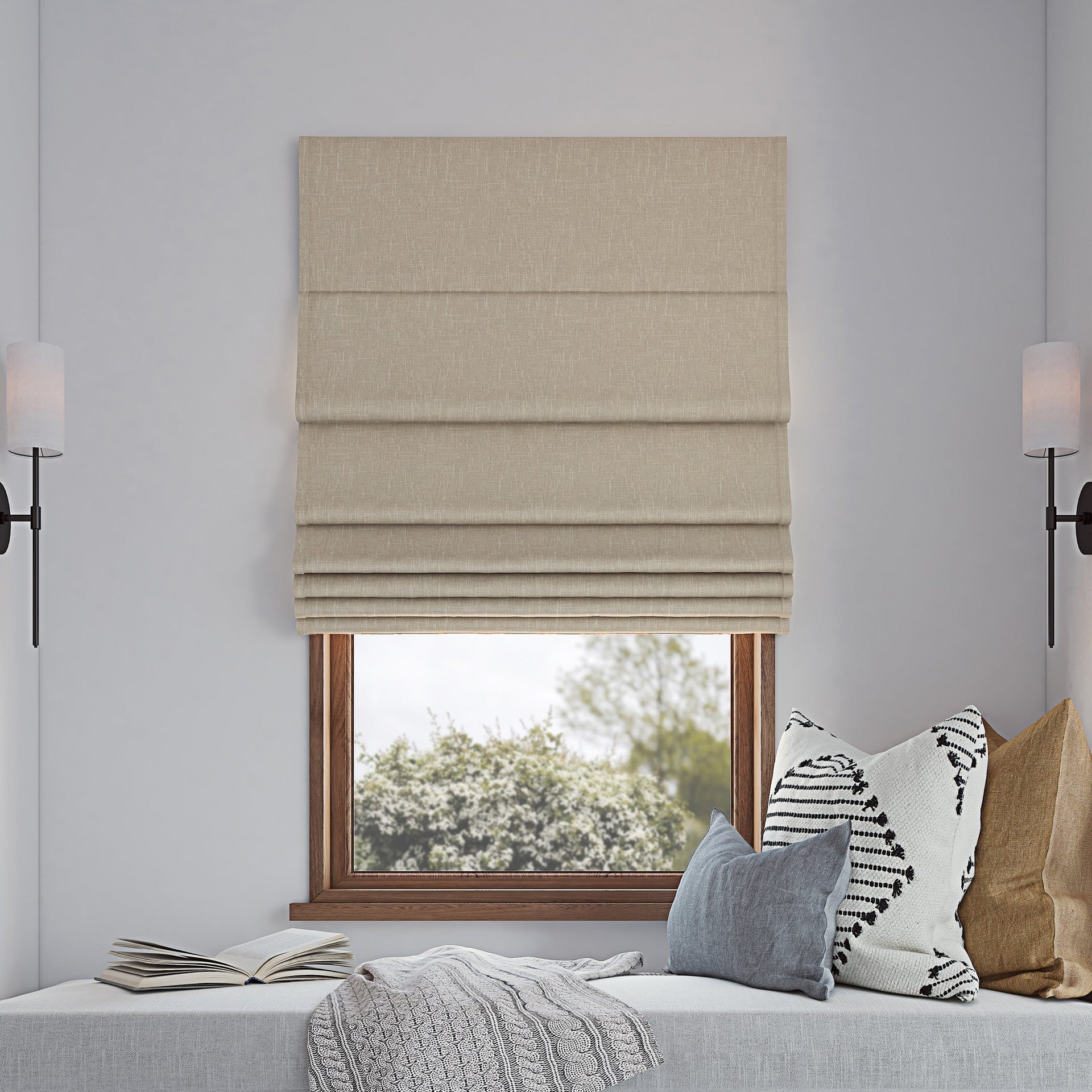 Sun Zero Pryer Textured Total Blackout Cordless Roman Shade